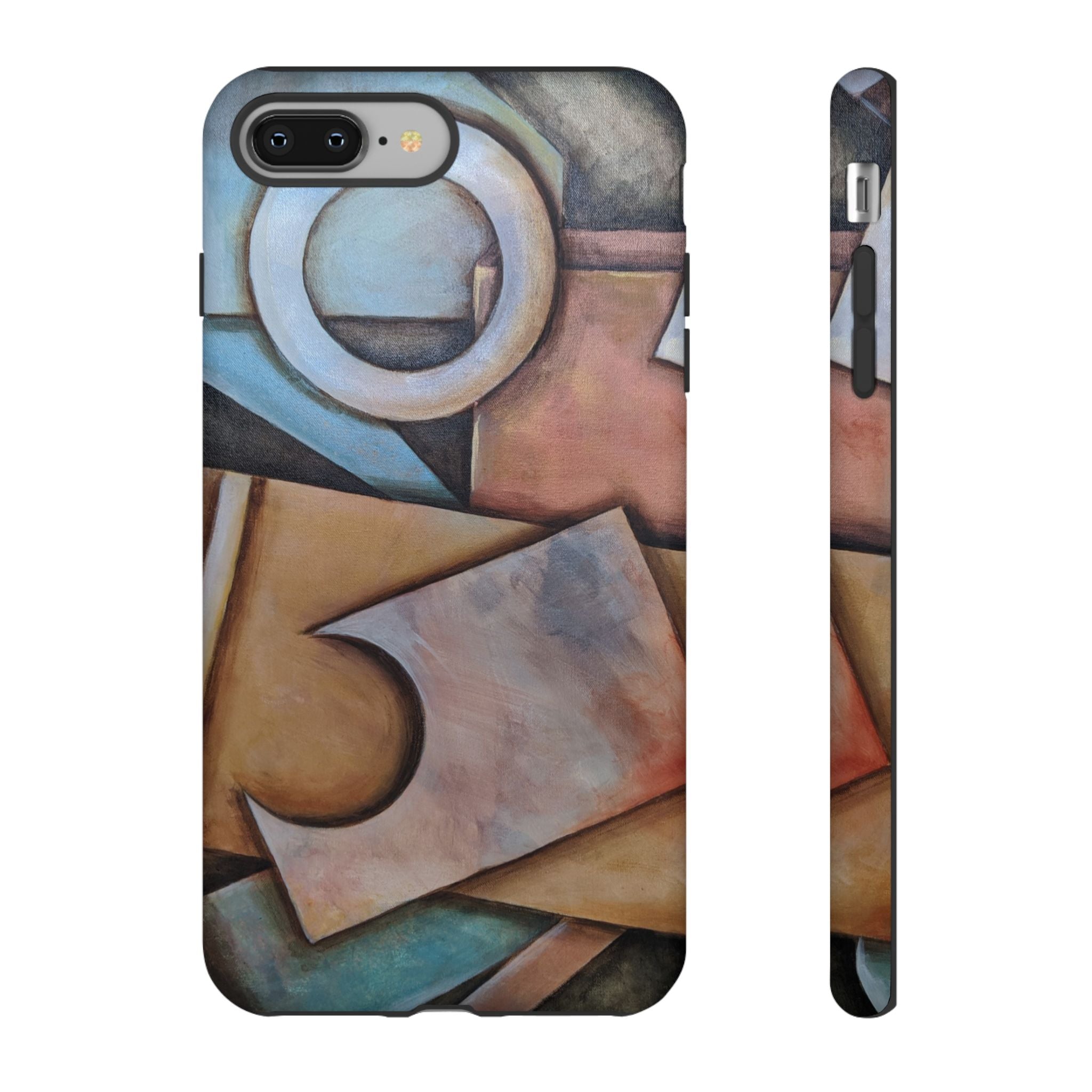 Abstract Geometric Tough Phone Case – Modern Cubist Art Protection