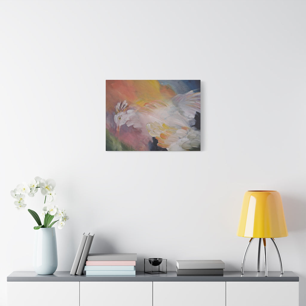 RISE OF THE RADIENT HEN - Art Canvas Print — Soft Pastel Bird Wall Art, Matte Stretched 1.25"