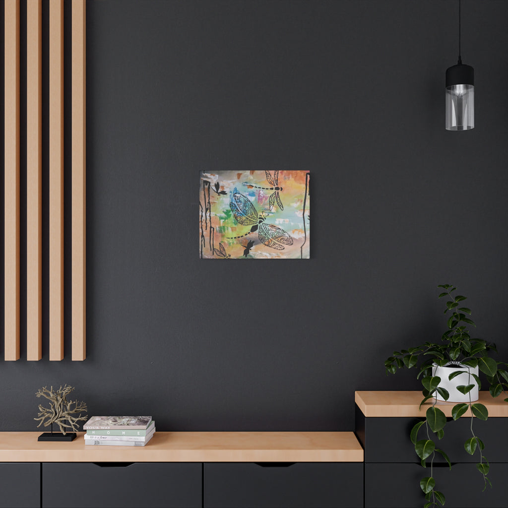Dragonfly Wall Art Canvas — Colorful Boho Stretched Canvas Print