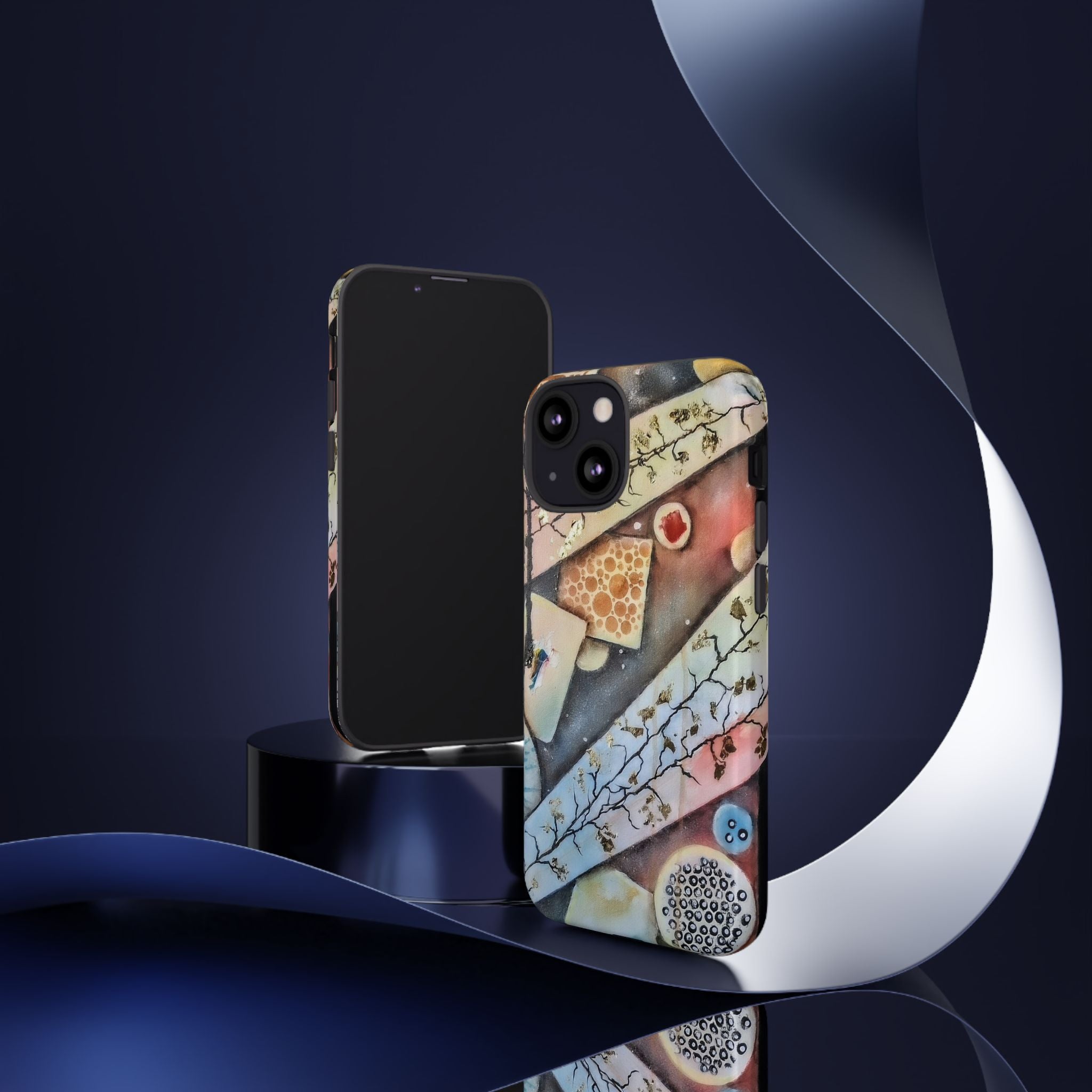 GOLDEN CARTOGRAPHY OF THE UNSEEN - Artistic Botanical Phone Case – Watercolor Nature Pattern Tough Case