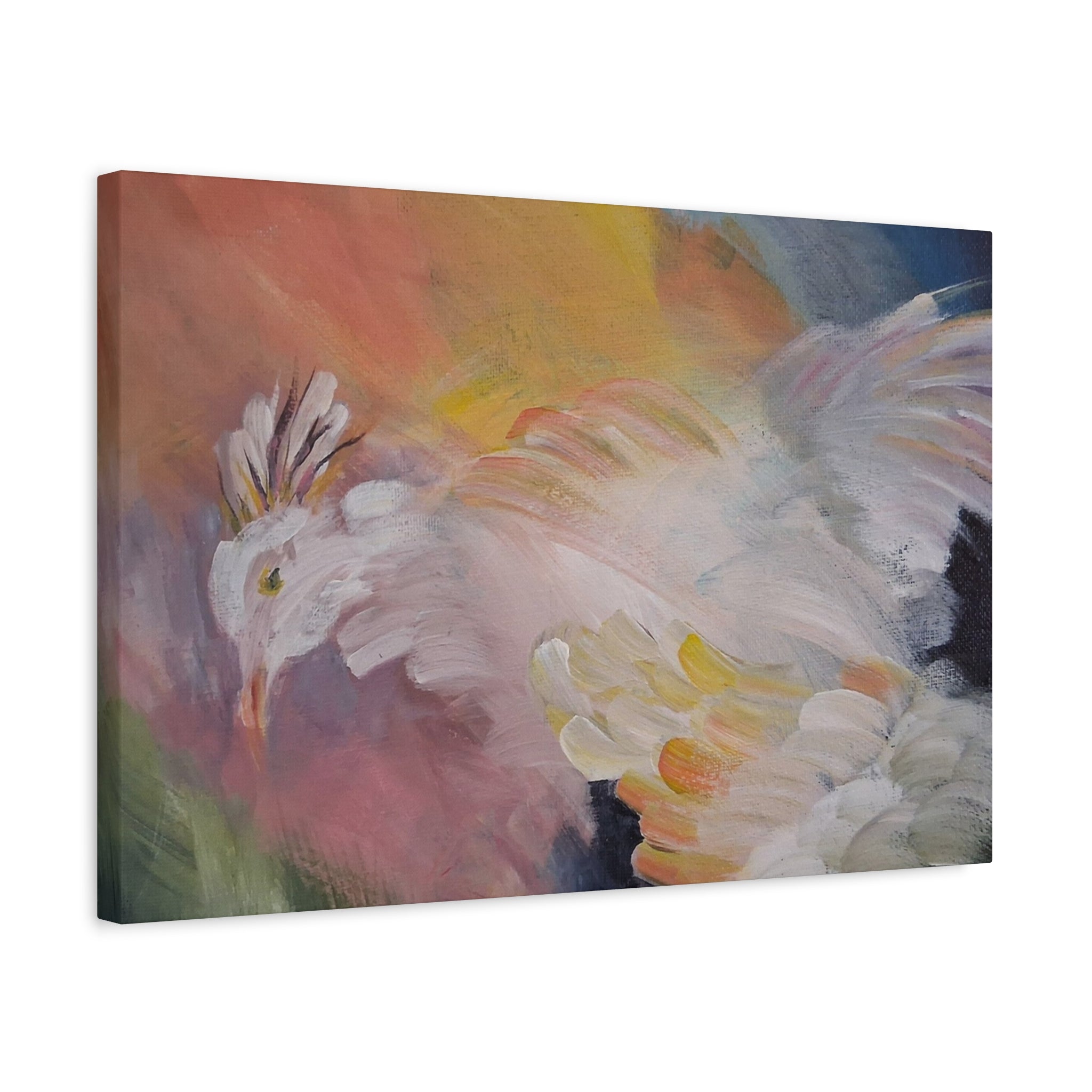 RISE OF THE RADIENT HEN - Art Canvas Print — Soft Pastel Bird Wall Art, Matte Stretched 1.25"