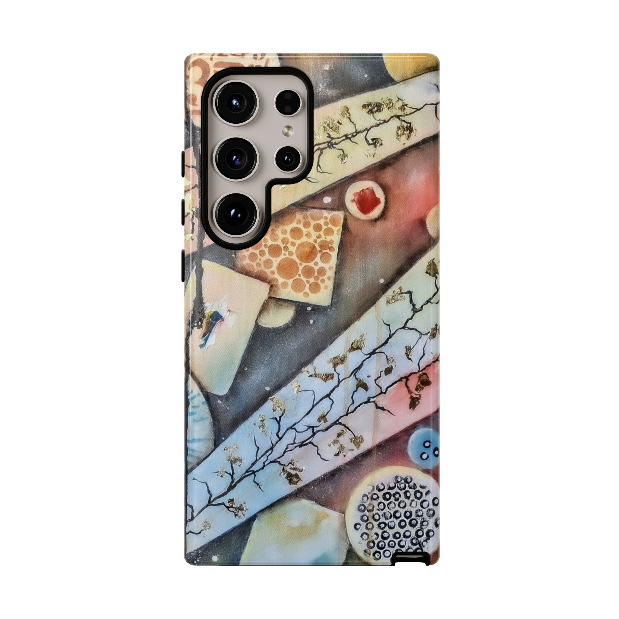GOLDEN CARTOGRAPHY OF THE UNSEEN - Artistic Botanical Phone Case – Watercolor Nature Pattern Tough Case
