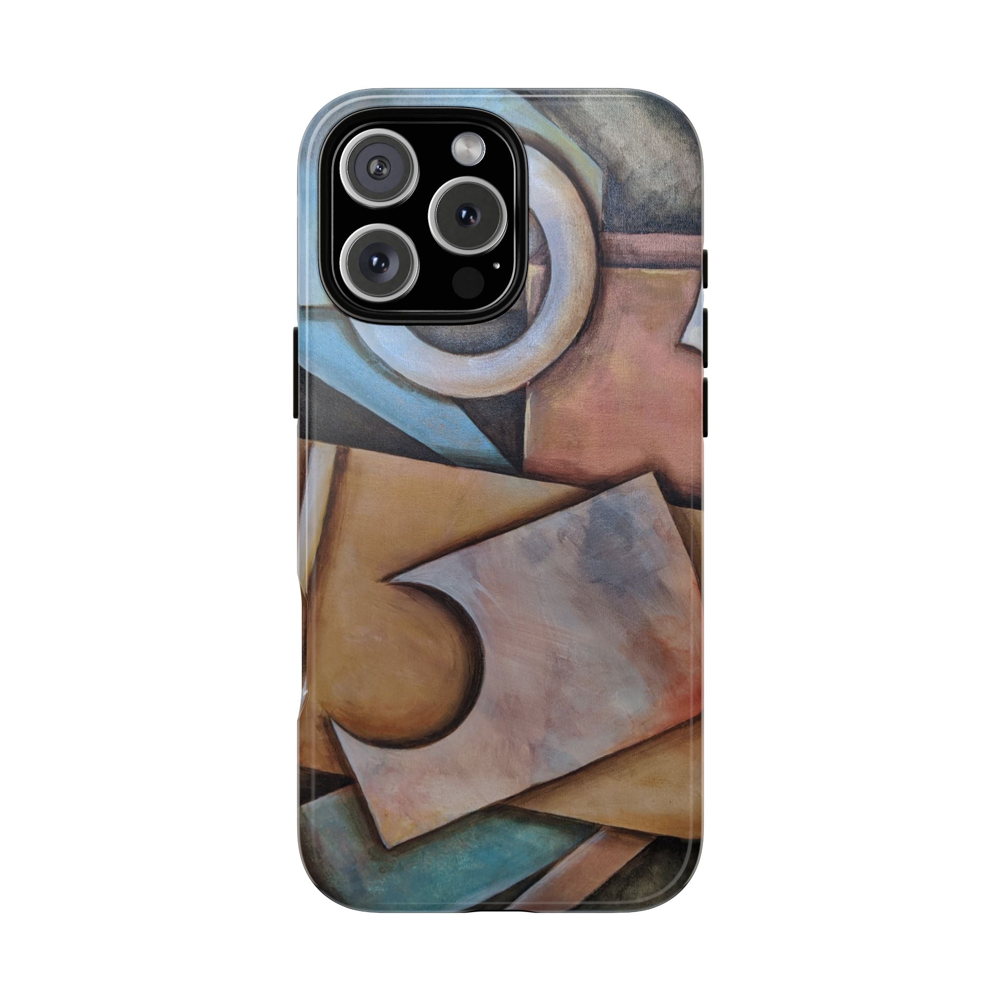 Abstract Geometric Tough Phone Case – Modern Cubist Art Protection