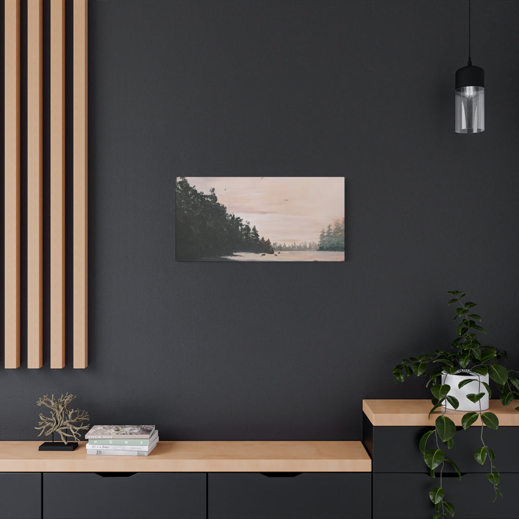 EARLY MORNING IN MONTANA -  Landscape Matte Canvas Print — Serene Forest Wall Art