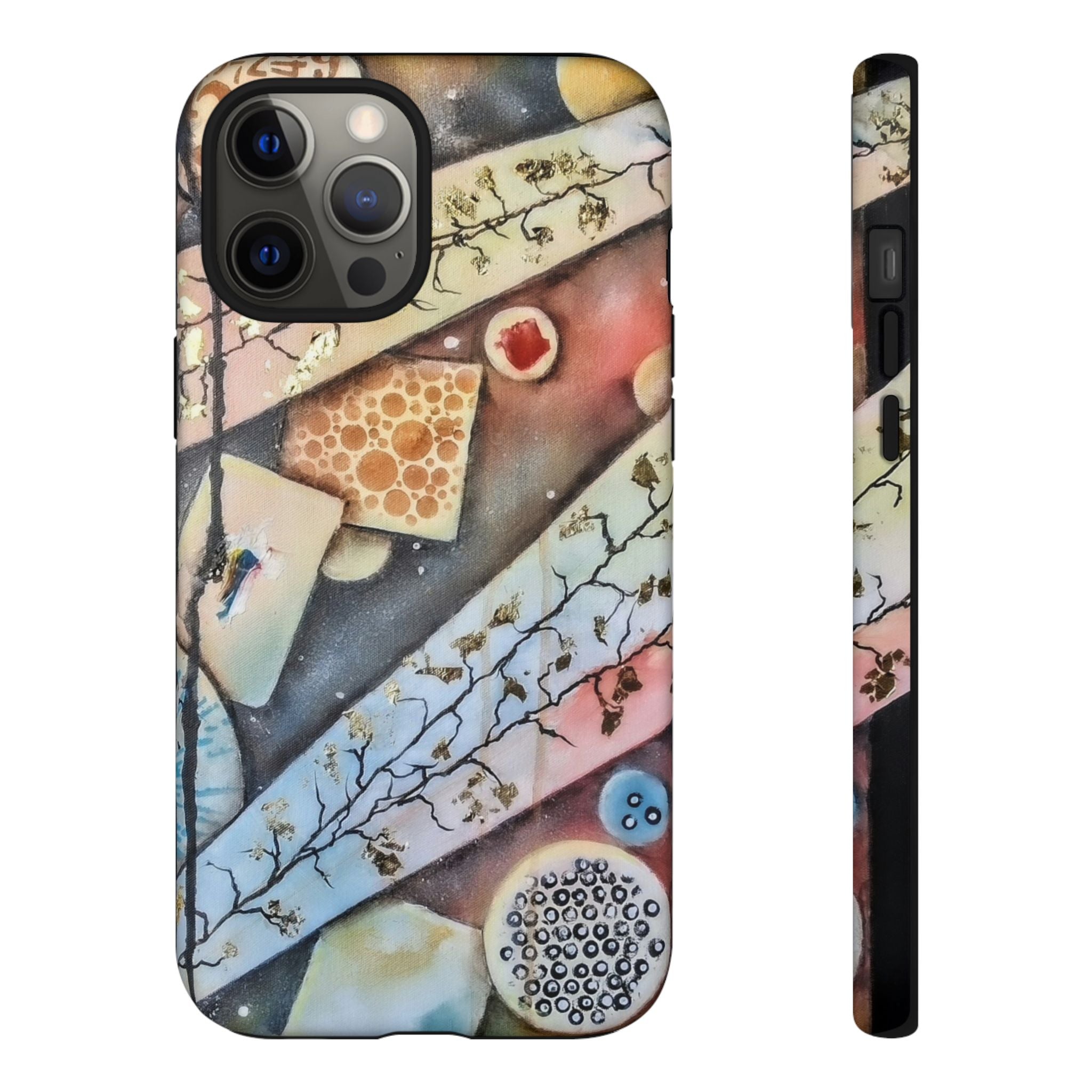 GOLDEN CARTOGRAPHY OF THE UNSEEN - Artistic Botanical Phone Case – Watercolor Nature Pattern Tough Case