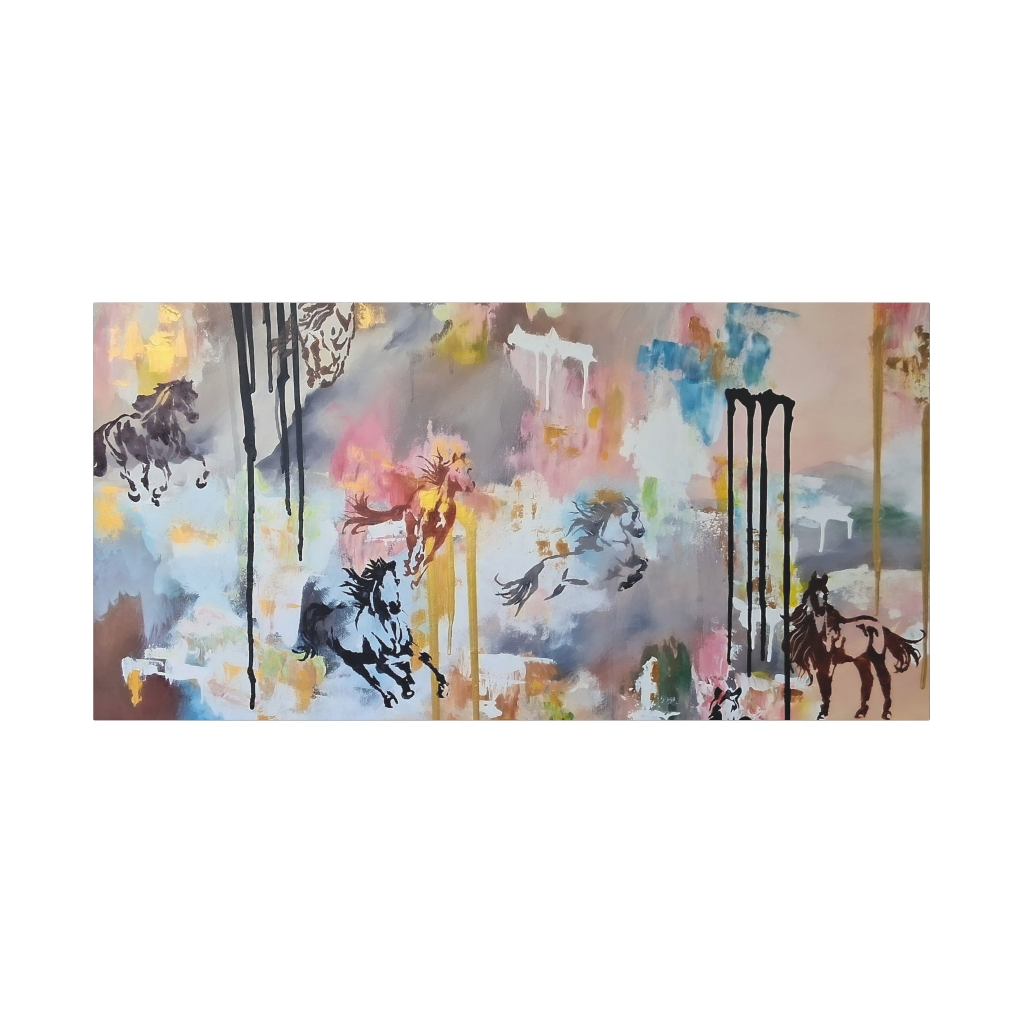 GUARDIANS OF THE QUIET PLAINS - Abstract Gallop Canvas Print — Matte Stretched Wall Art