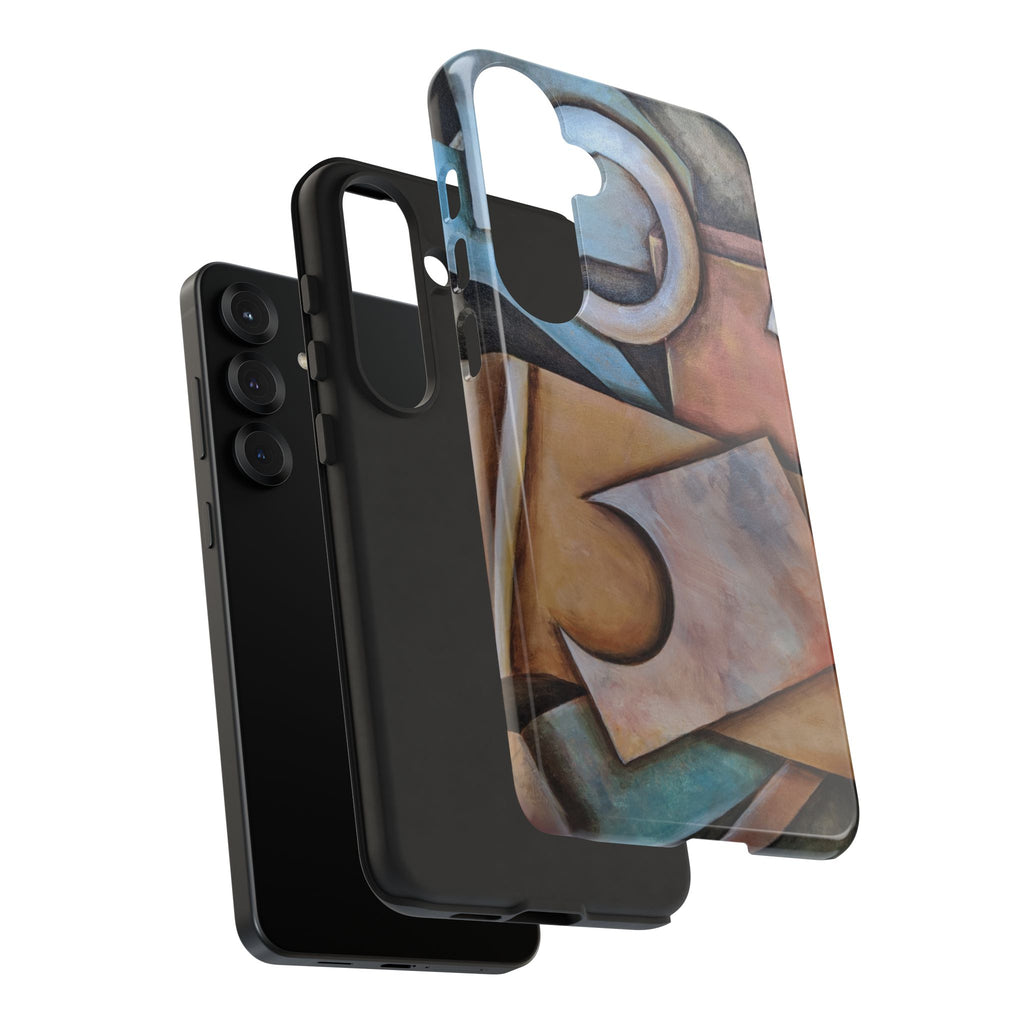 Abstract Geometric Tough Phone Case – Modern Cubist Art Protection