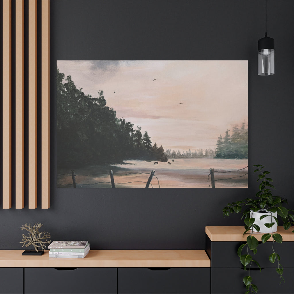 EARLY MORNING IN MONTANA -  Landscape Matte Canvas Print — Serene Forest Wall Art