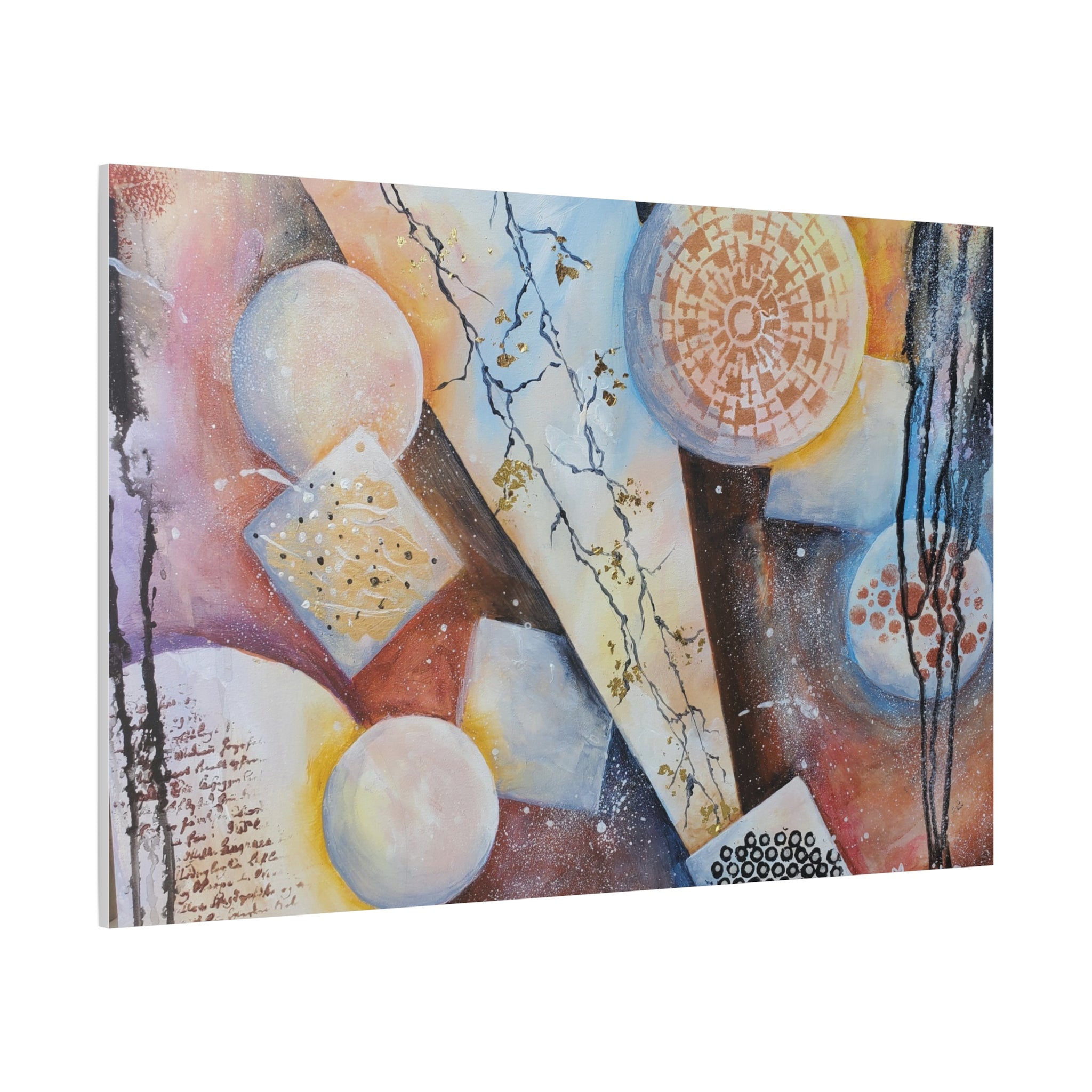 GOLDEN CARTOGRAPHY OF THE FIRE MERIDIAN - Abstract Geometric Canvas Art – Modern Stretched Matte Wall Decor