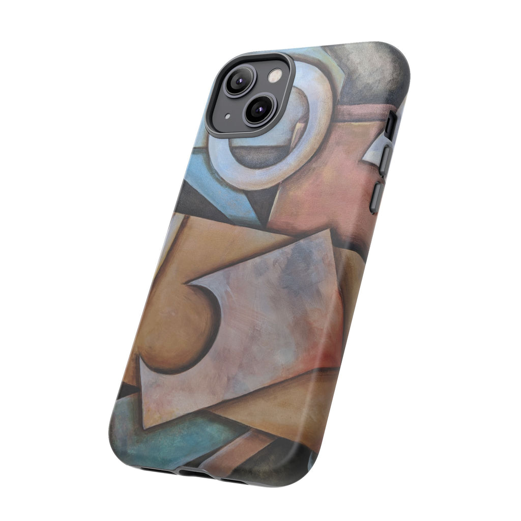 Abstract Geometric Tough Phone Case – Modern Cubist Art Protection