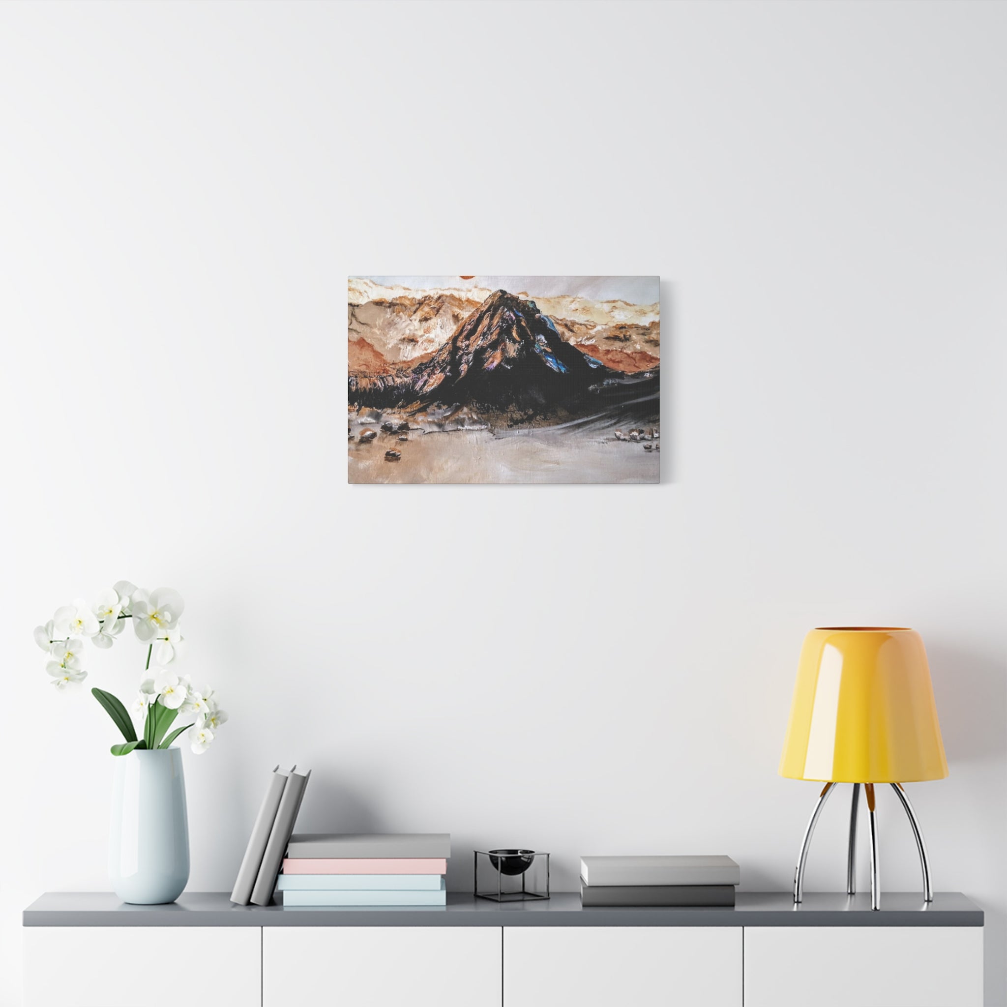 MOON OVER THE MOUNTAINS - Abstract Mountain Landscape Canvas Print — Matte Stretched Wall Art