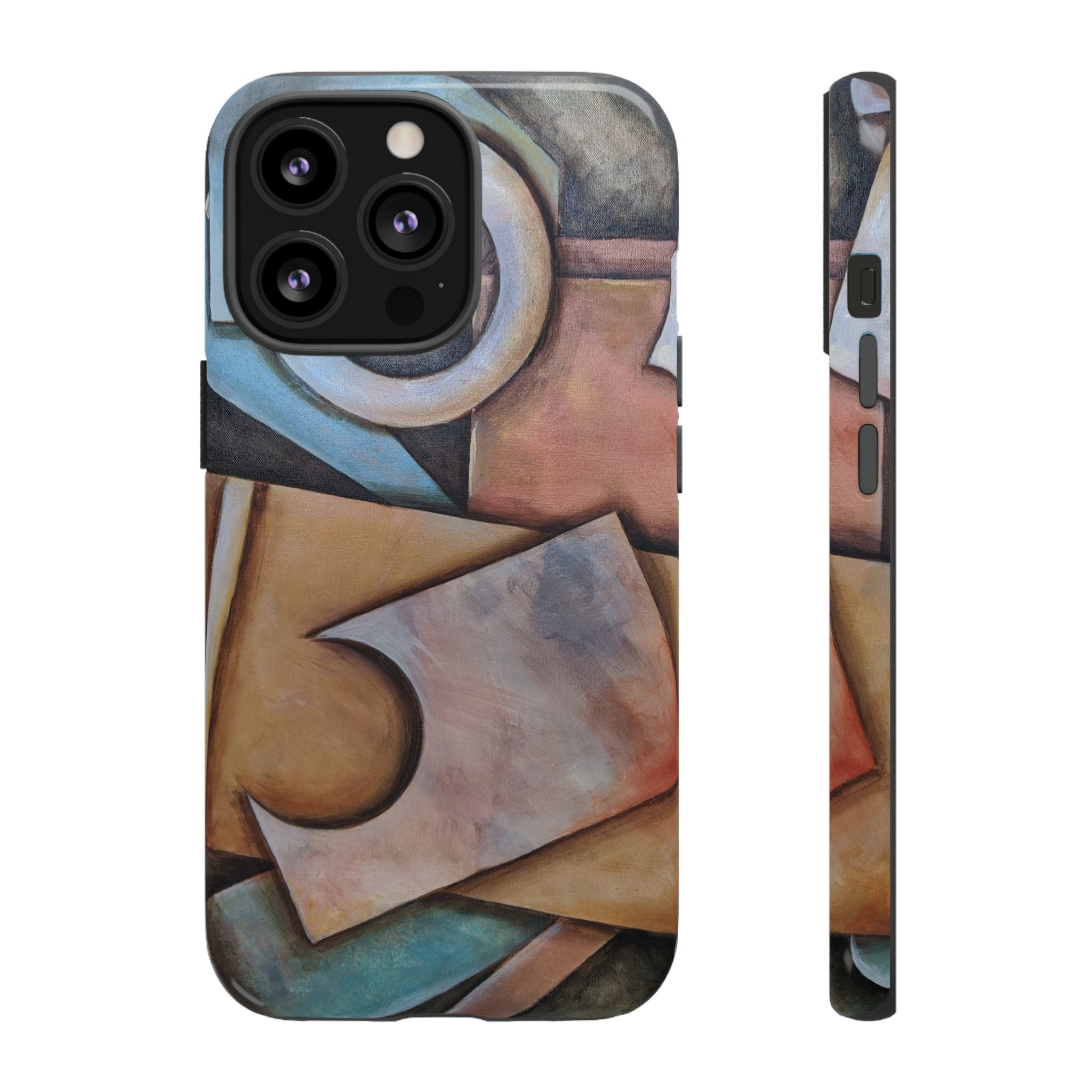 Abstract Geometric Tough Phone Case – Modern Cubist Art Protection