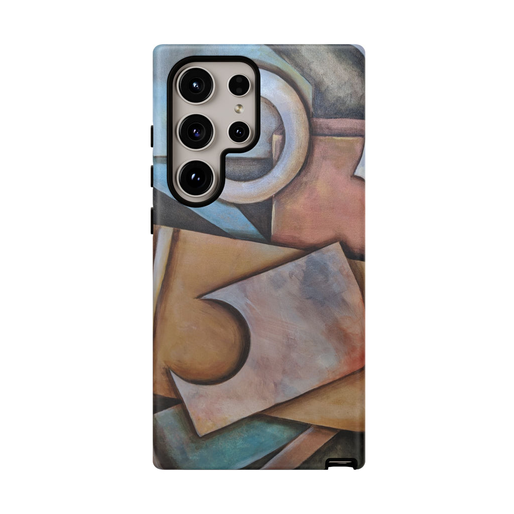 Abstract Geometric Tough Phone Case – Modern Cubist Art Protection