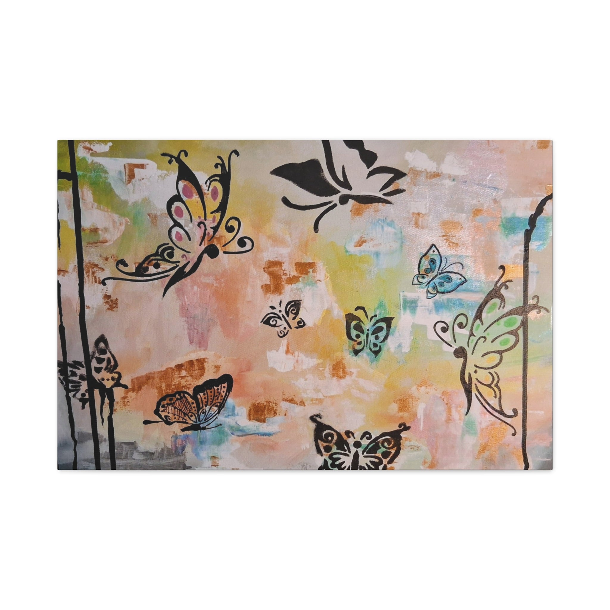 GUARDIANS OF THE FLOWERS - Butterfly Abstract Matte Canvas Wall Art – Stretched 1.25"Deep