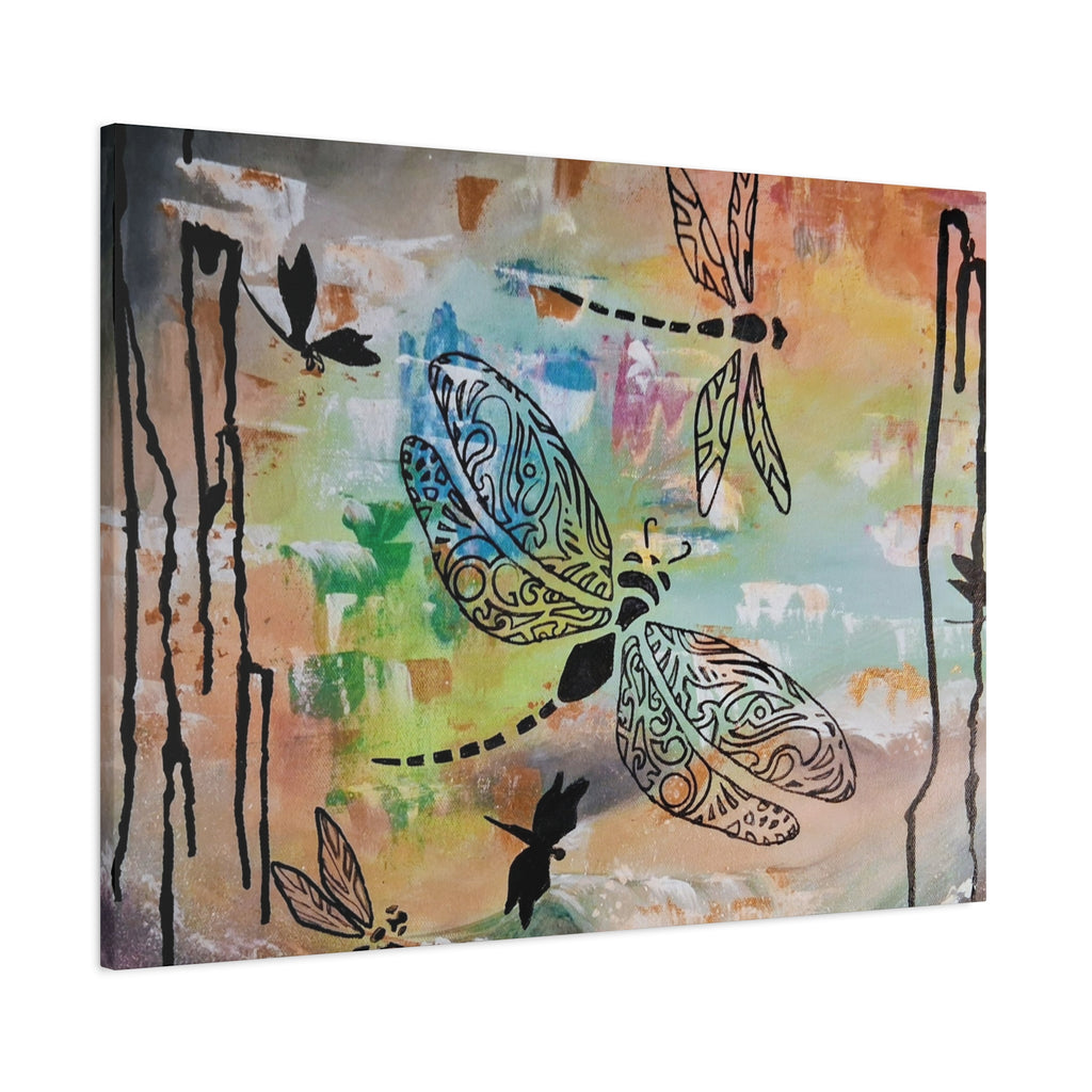 Dragonfly Wall Art Canvas — Colorful Boho Stretched Canvas Print