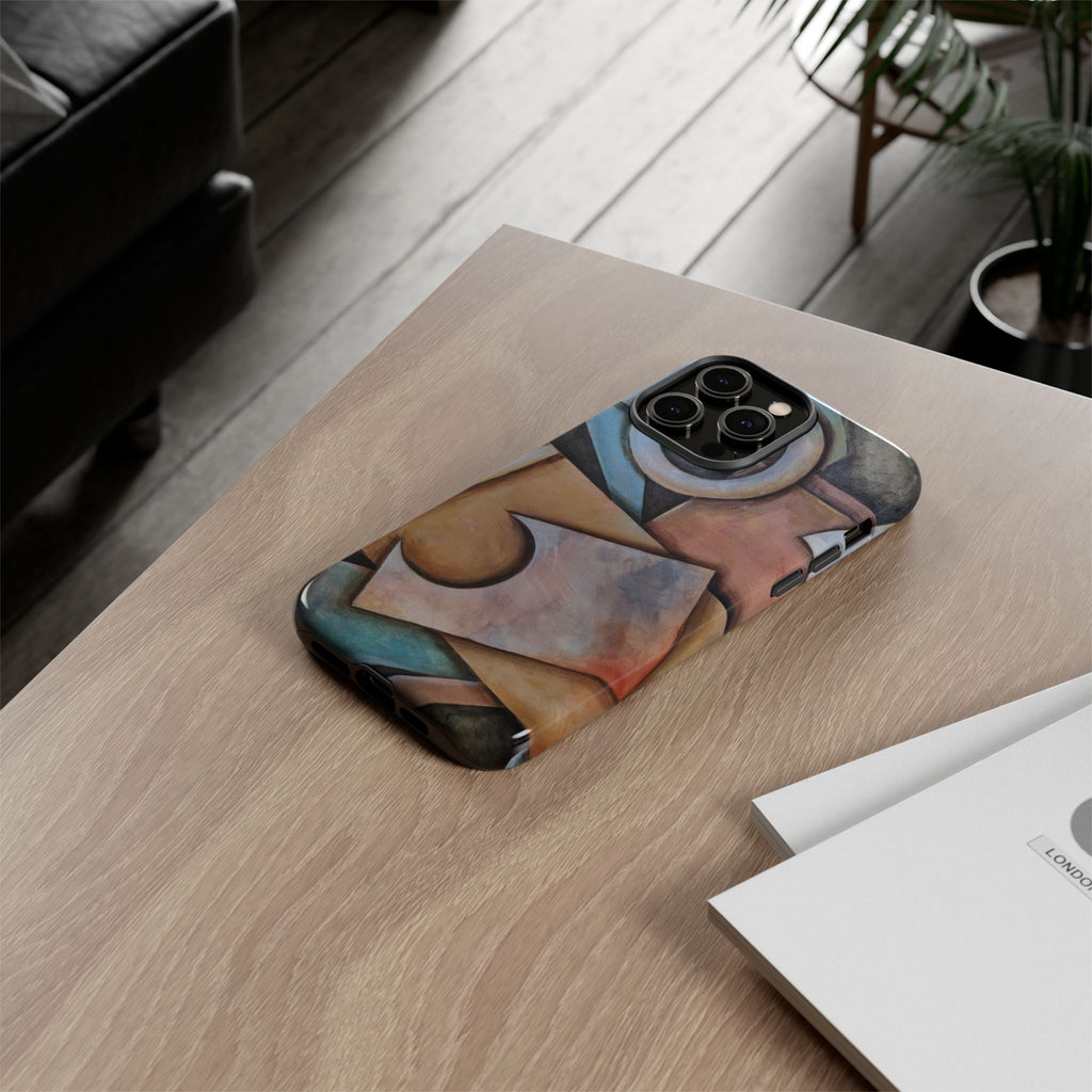 Abstract Geometric Tough Phone Case – Modern Cubist Art Protection