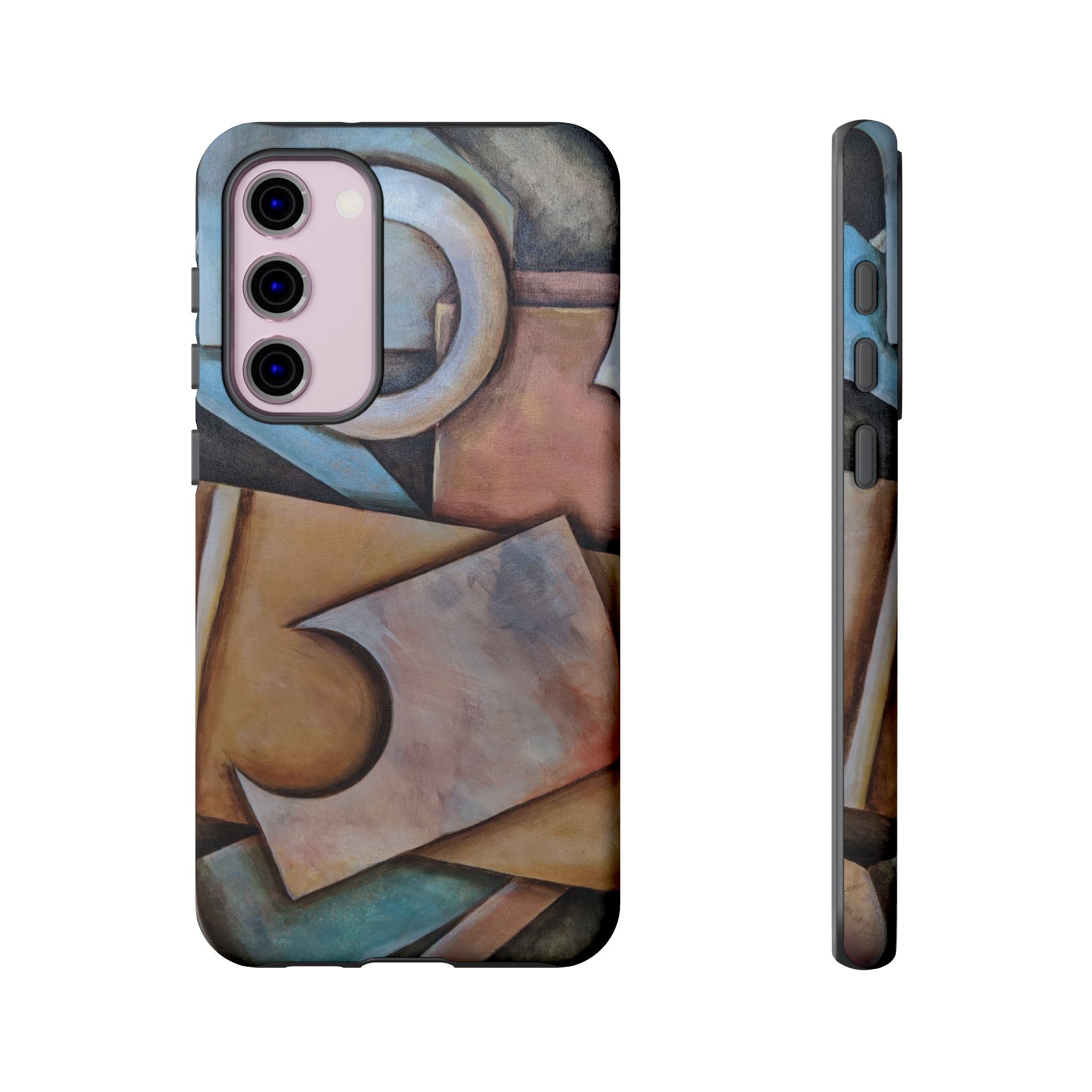 Abstract Geometric Tough Phone Case – Modern Cubist Art Protection