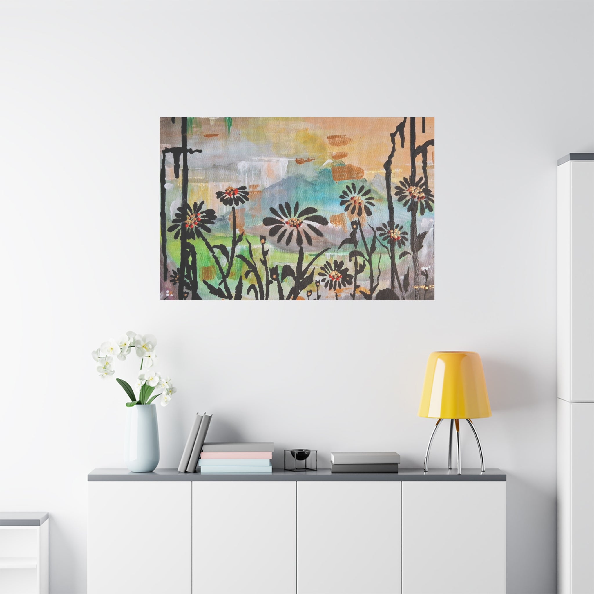 GUARDIANS OF THE WIND - Daisy Meadow Abstract Matte Canvas Wall Art