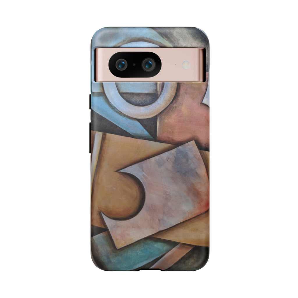 Abstract Geometric Tough Phone Case – Modern Cubist Art Protection