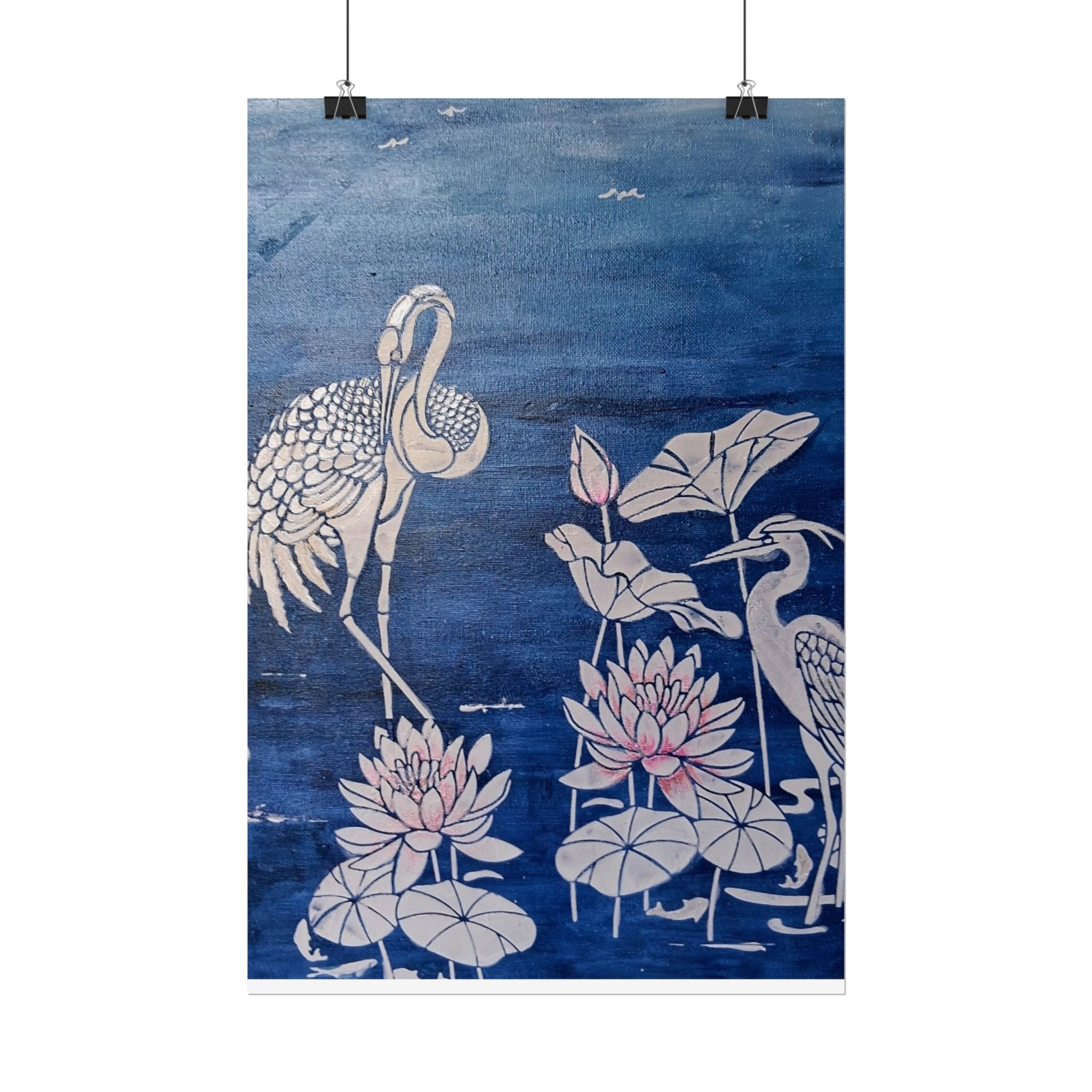 WATER LILLY SONOTA - Lotus & Heron Botanical Poster