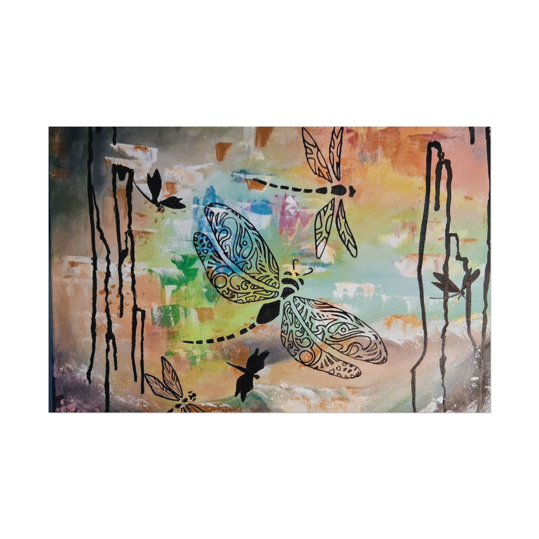 GUARDIANS OF THE LAND - Dragonfly Art Poster — Textured Matte Wall Print