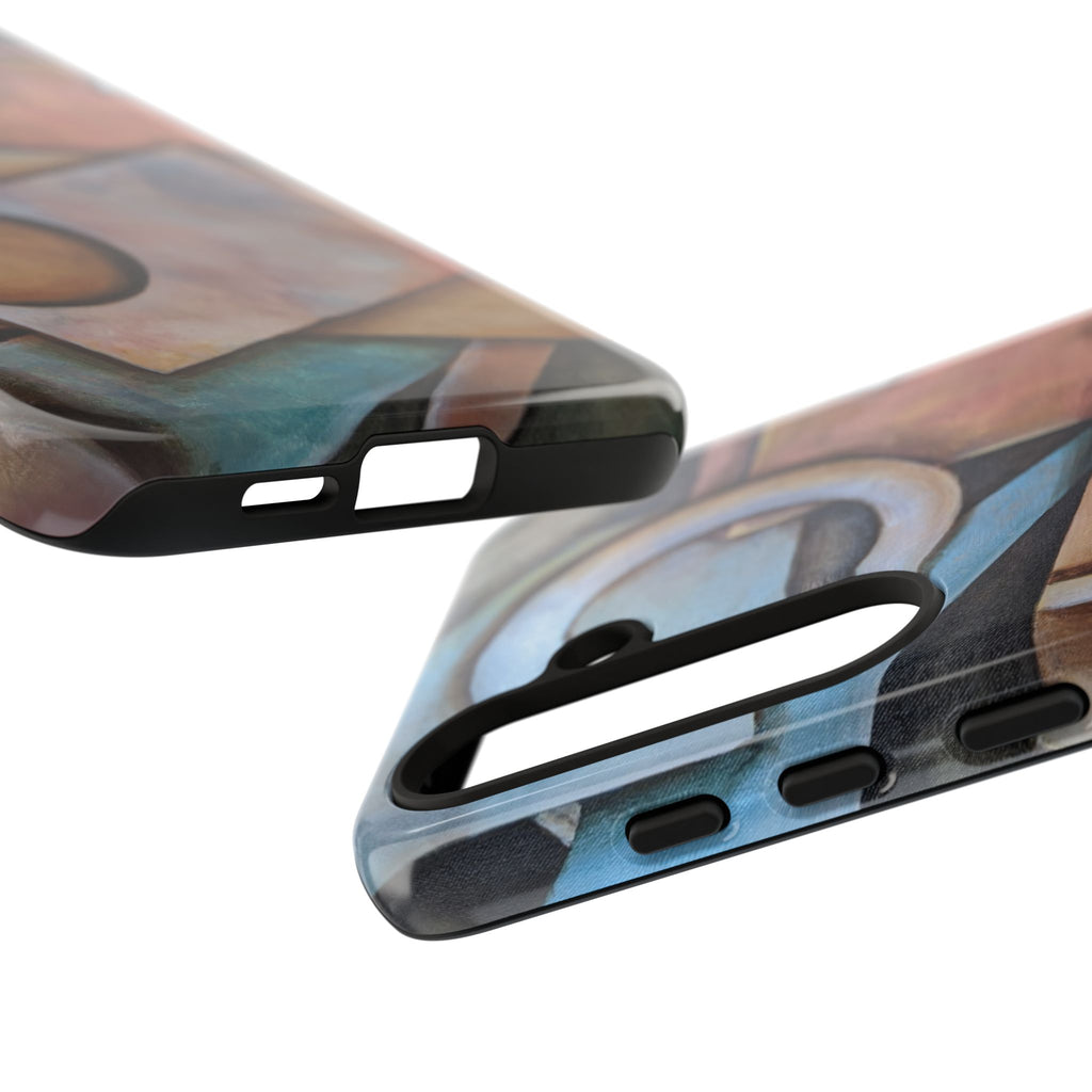 Abstract Geometric Tough Phone Case – Modern Cubist Art Protection