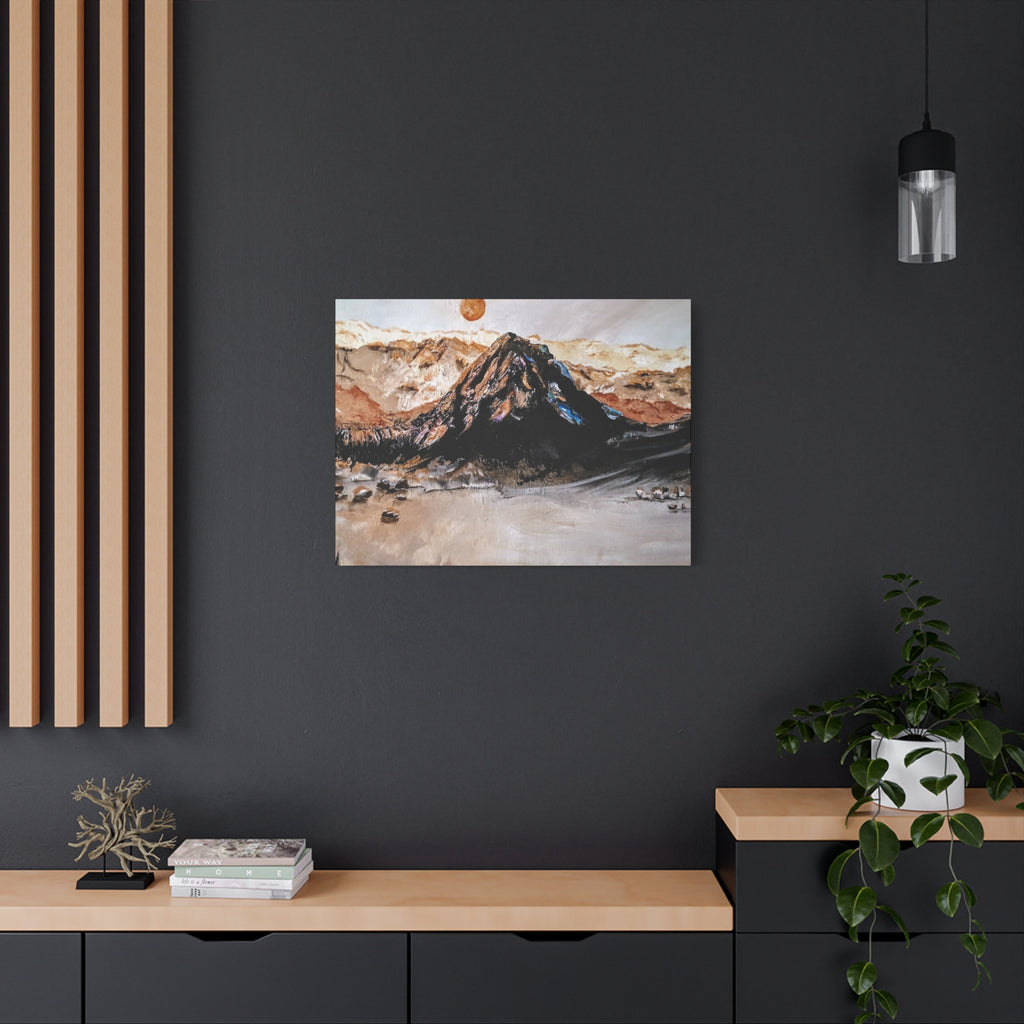 MOON OVER THE MOUNTAINS - Abstract Mountain Landscape Canvas Print — Matte Stretched Wall Art