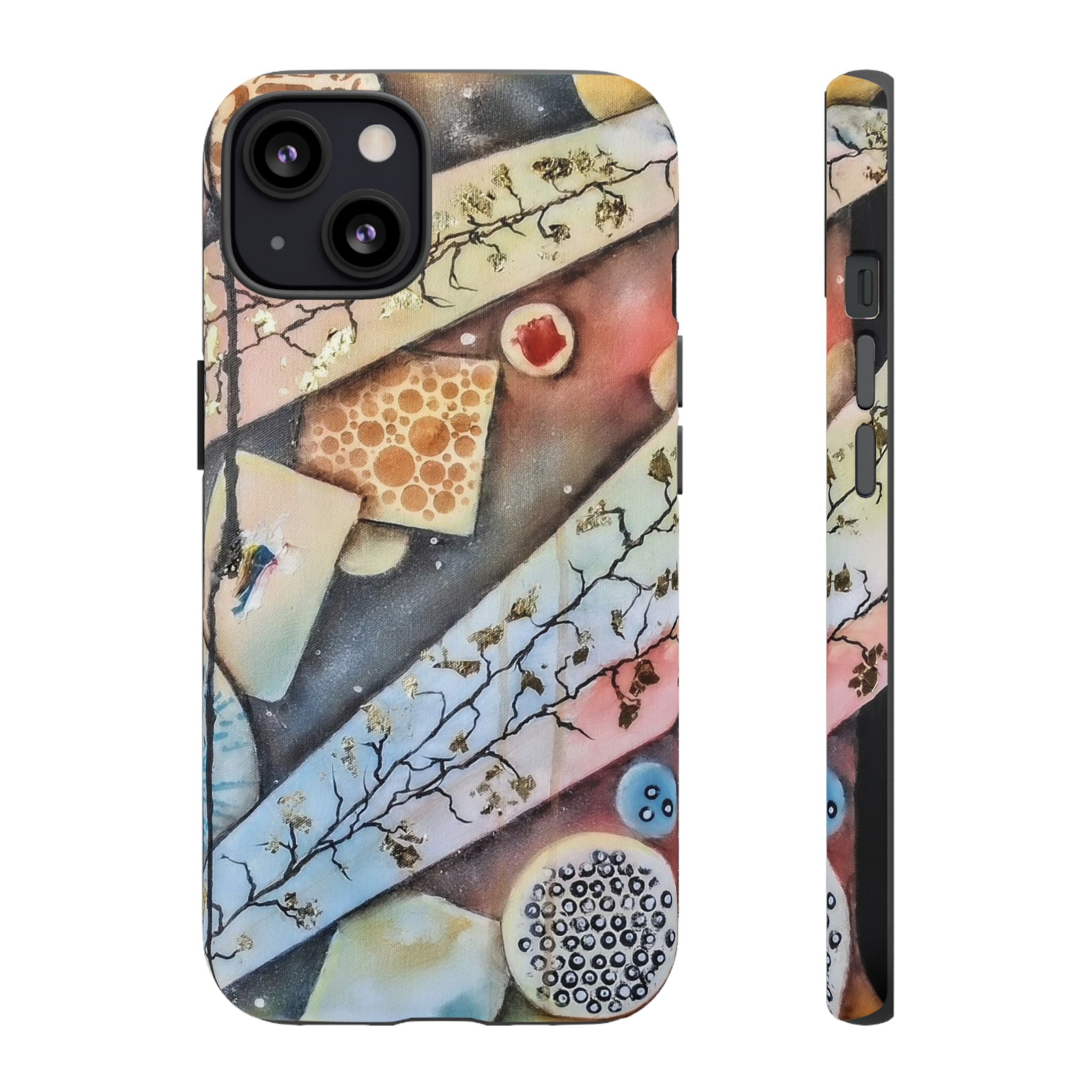 GOLDEN CARTOGRAPHY OF THE UNSEEN - Artistic Botanical Phone Case – Watercolor Nature Pattern Tough Case