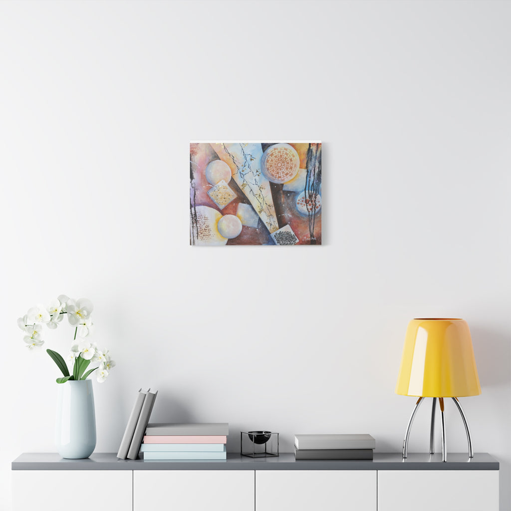 GOLDEN CARTOGRAPHY OF THE FIRE MERIDIAN - Abstract Geometric Canvas Art – Modern Stretched Matte Wall Decor
