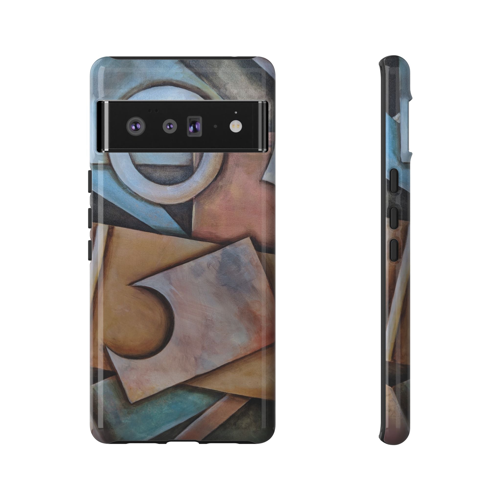 Abstract Geometric Tough Phone Case – Modern Cubist Art Protection