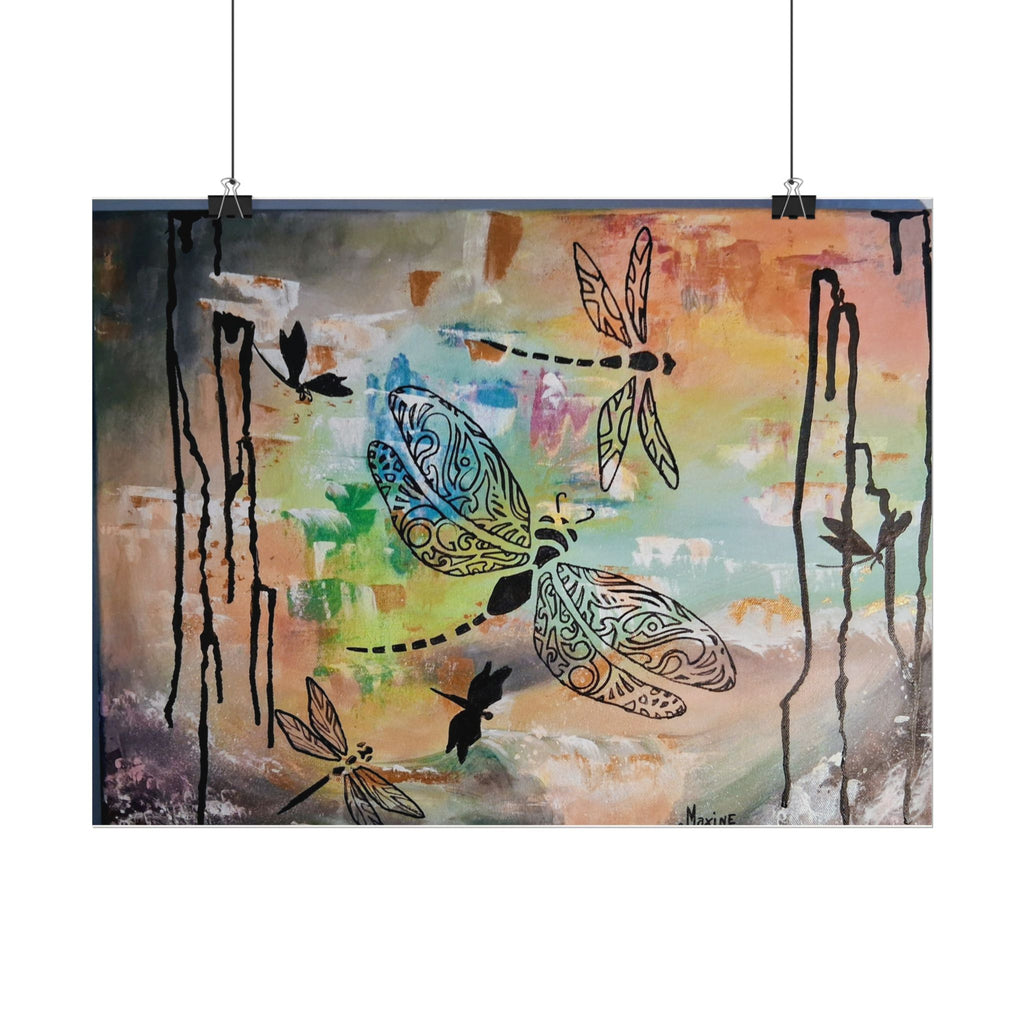 GUARDIANS OF THE LAND - Dragonfly Art Poster — Textured Matte Wall Print