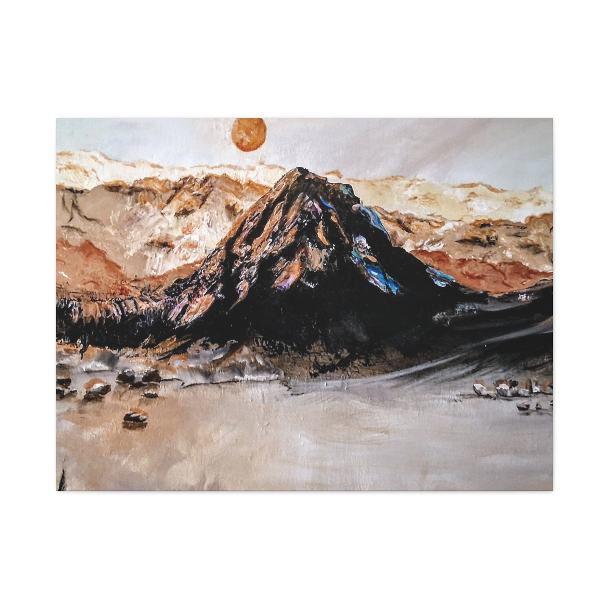 MOON OVER THE MOUNTAINS - Abstract Mountain Landscape Canvas Print — Matte Stretched Wall Art