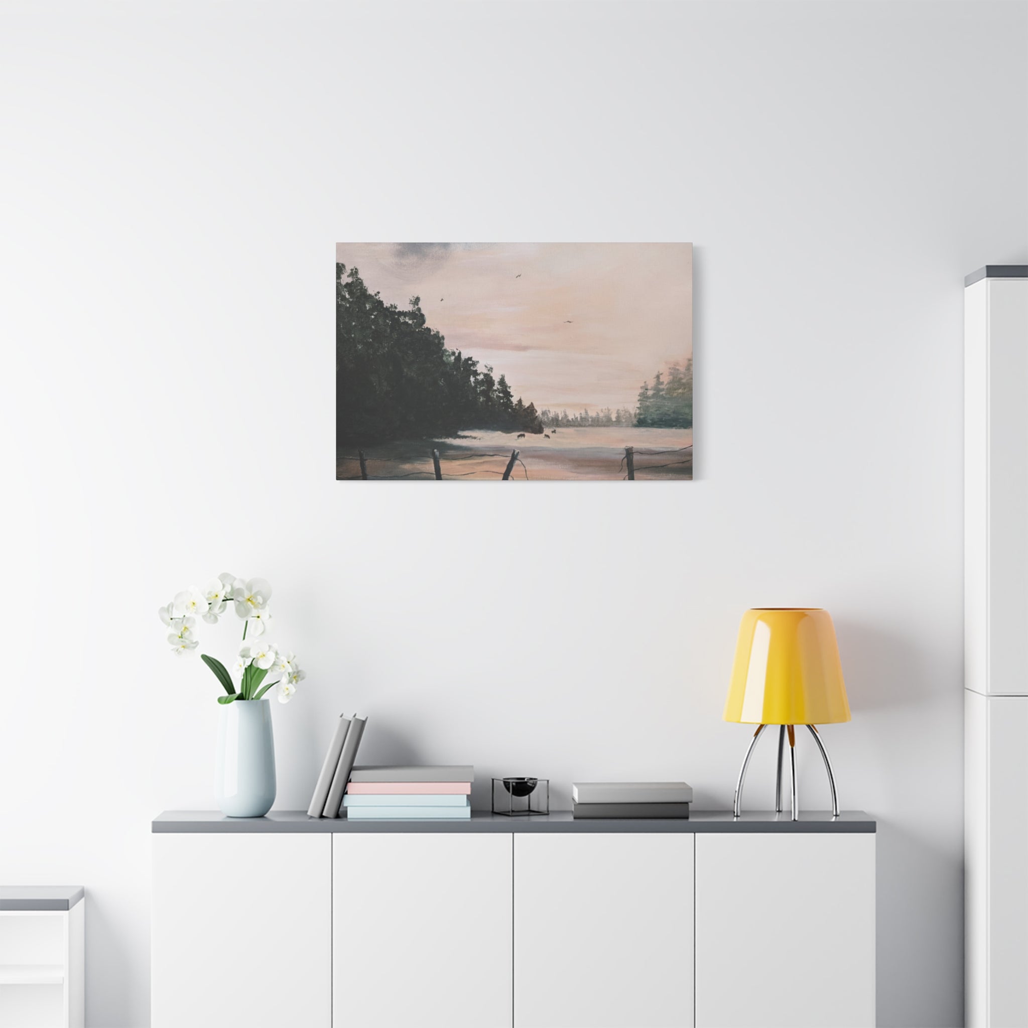 EARLY MORNING IN MONTANA -  Landscape Matte Canvas Print — Serene Forest Wall Art
