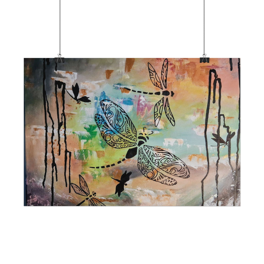 GUARDIANS OF THE LAND - Dragonfly Art Poster — Textured Matte Wall Print