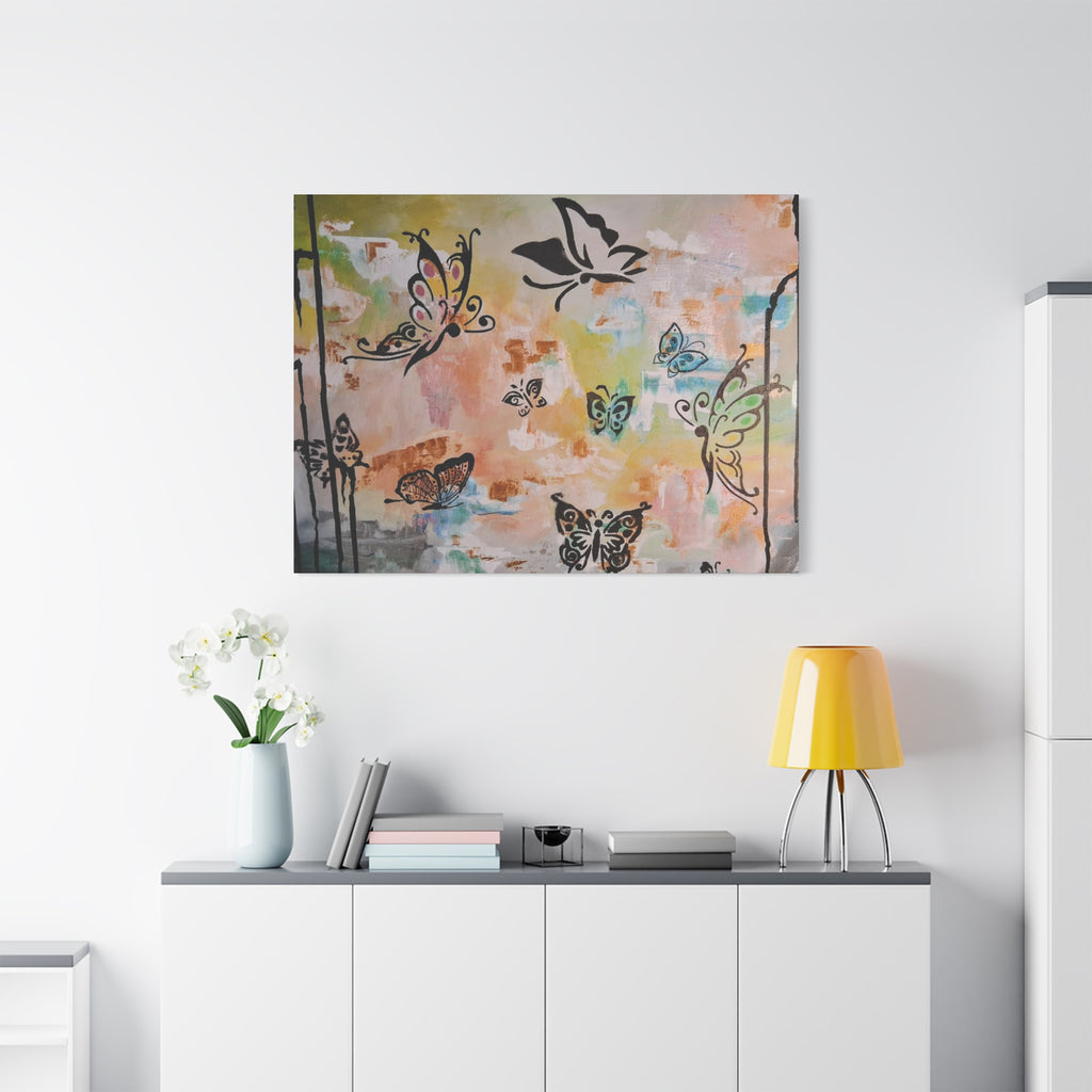 GUARDIANS OF THE FLOWERS - Butterfly Abstract Matte Canvas Wall Art – Stretched 1.25"Deep