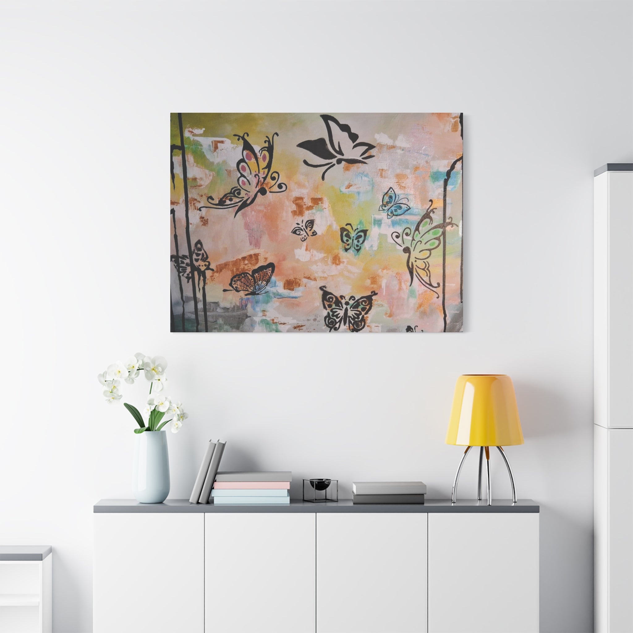 GUARDIANS OF THE FLOWERS - Butterfly Abstract Matte Canvas Wall Art – Stretched 1.25"Deep