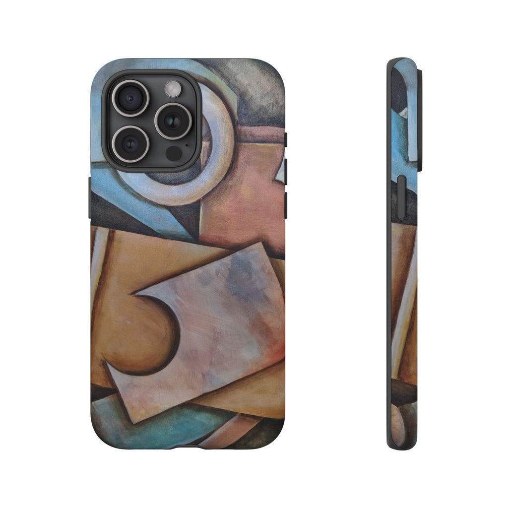 Abstract Geometric Tough Phone Case – Modern Cubist Art Protection