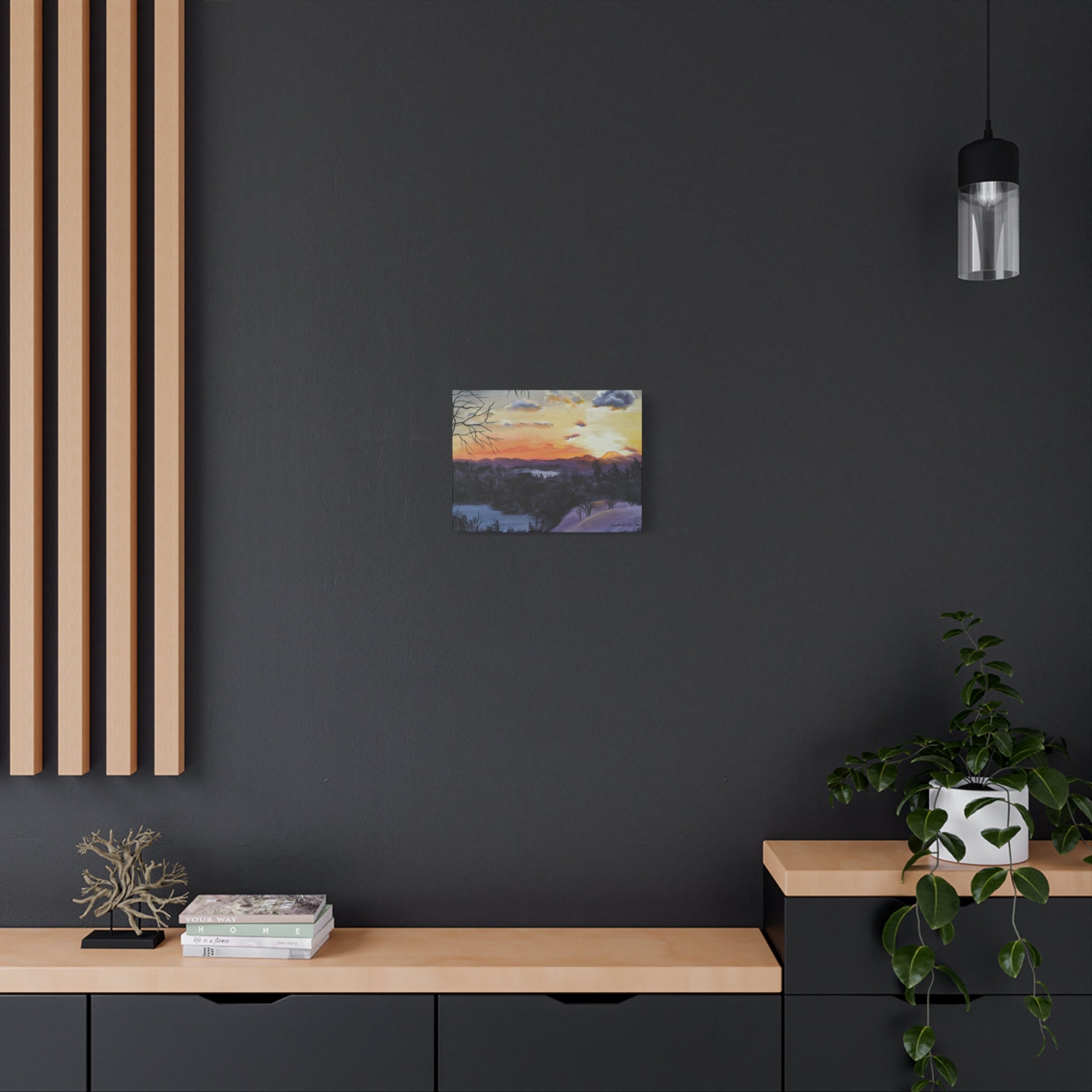 EVENING IN THE SHANDOAH VALLY - Sunset Winter Landscape Canvas Print — Matte Stretched Wall Art
