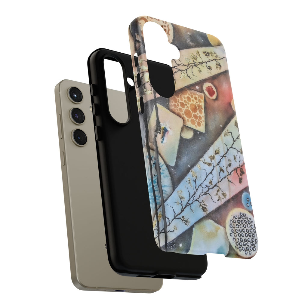 GOLDEN CARTOGRAPHY OF THE UNSEEN - Artistic Botanical Phone Case – Watercolor Nature Pattern Tough Case