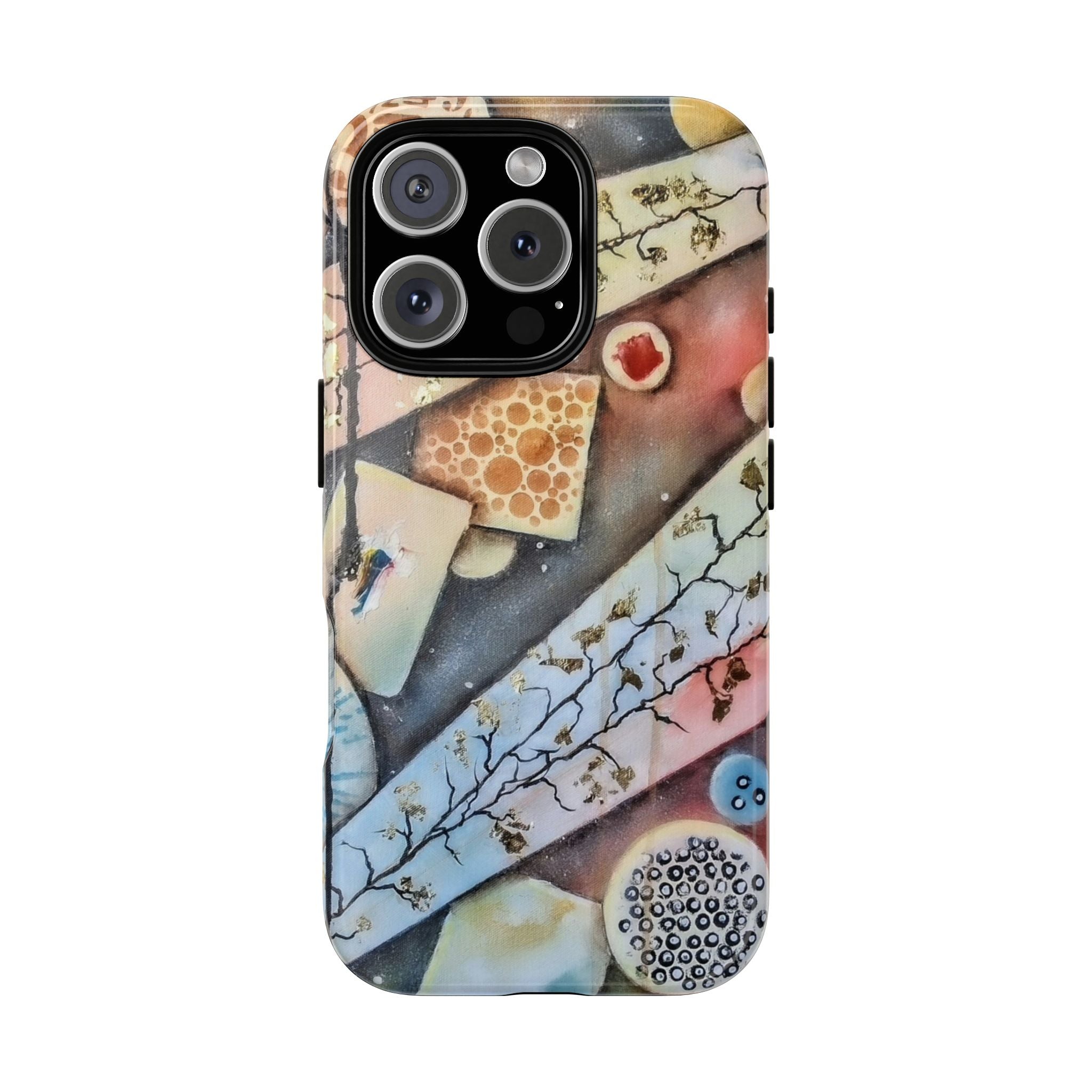 GOLDEN CARTOGRAPHY OF THE UNSEEN - Artistic Botanical Phone Case – Watercolor Nature Pattern Tough Case