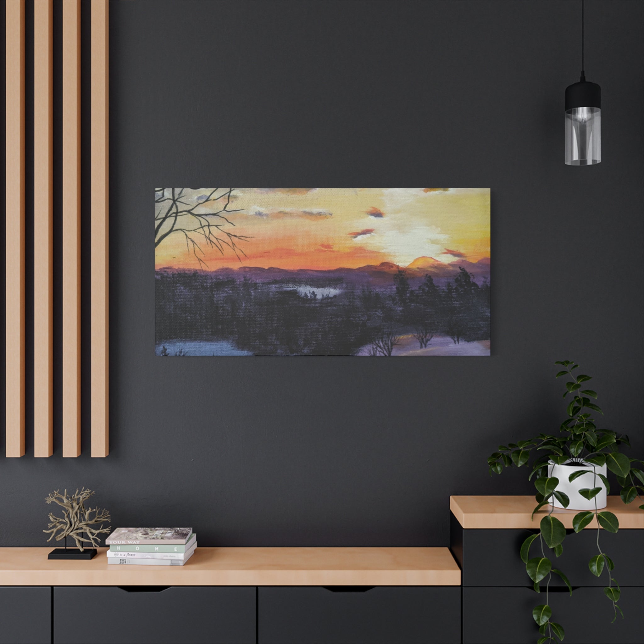 EVENING IN THE SHANDOAH VALLY - Sunset Winter Landscape Canvas Print — Matte Stretched Wall Art