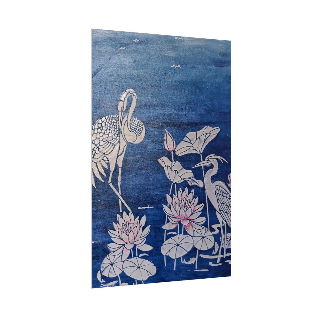 WATER LILLY SONOTA - Lotus & Heron Botanical Poster