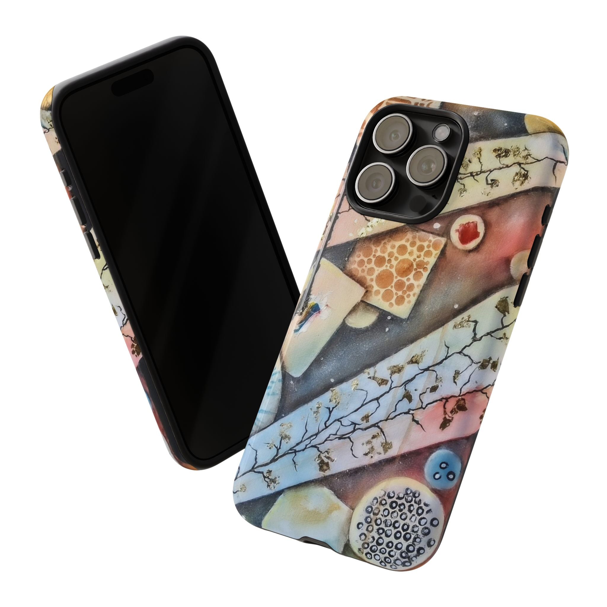 GOLDEN CARTOGRAPHY OF THE UNSEEN - Artistic Botanical Phone Case – Watercolor Nature Pattern Tough Case