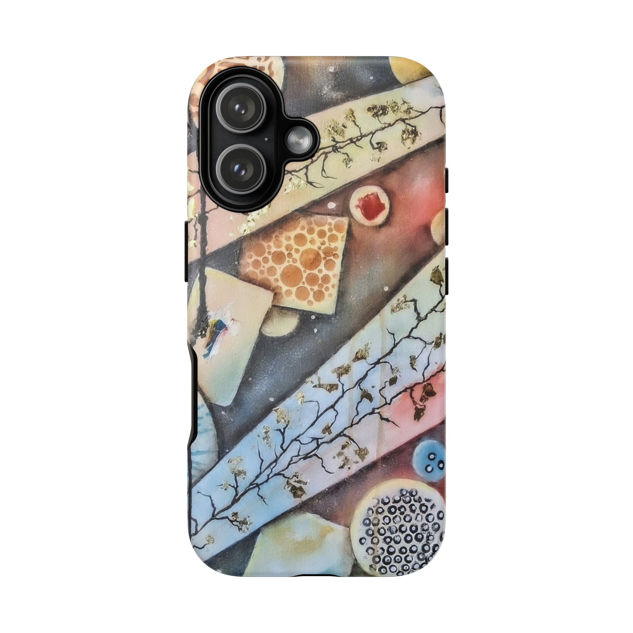 GOLDEN CARTOGRAPHY OF THE UNSEEN - Artistic Botanical Phone Case – Watercolor Nature Pattern Tough Case