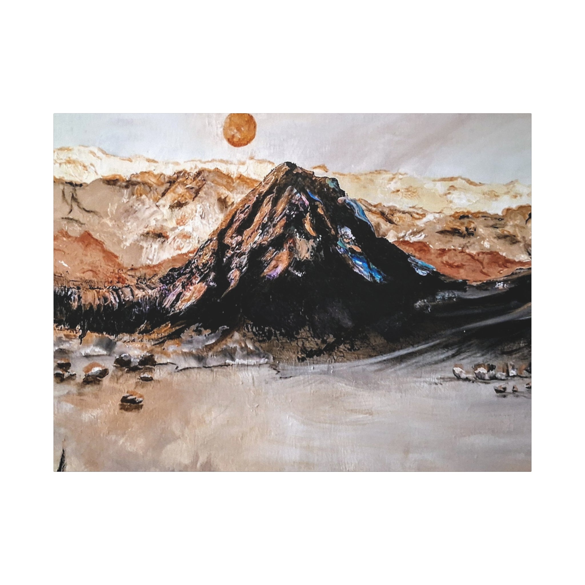 MOON OVER THE MOUNTAINS - Abstract Mountain Landscape Canvas Print — Matte Stretched Wall Art