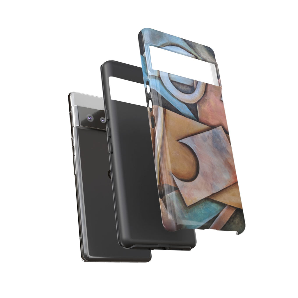 Abstract Geometric Tough Phone Case – Modern Cubist Art Protection