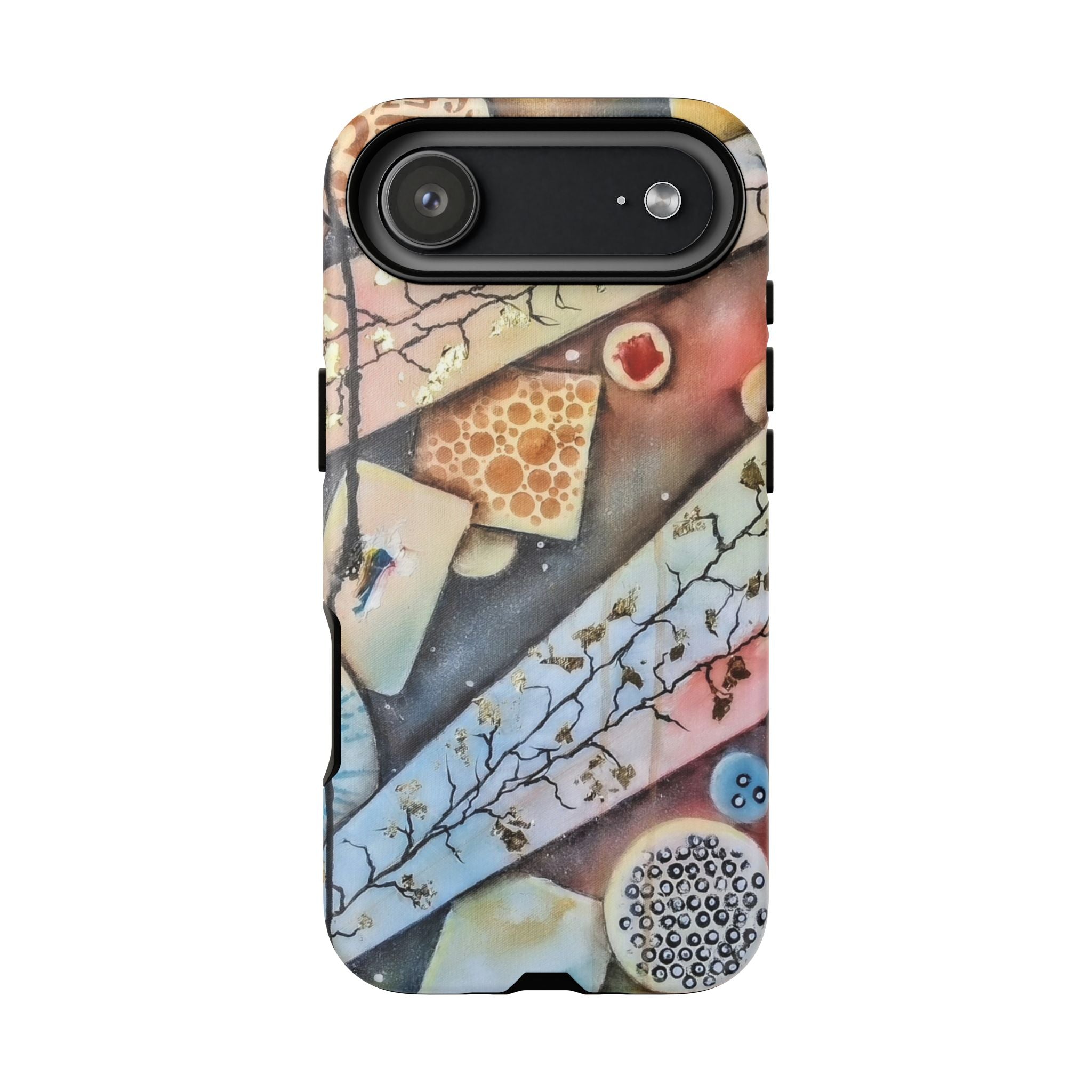 GOLDEN CARTOGRAPHY OF THE UNSEEN - Artistic Botanical Phone Case – Watercolor Nature Pattern Tough Case