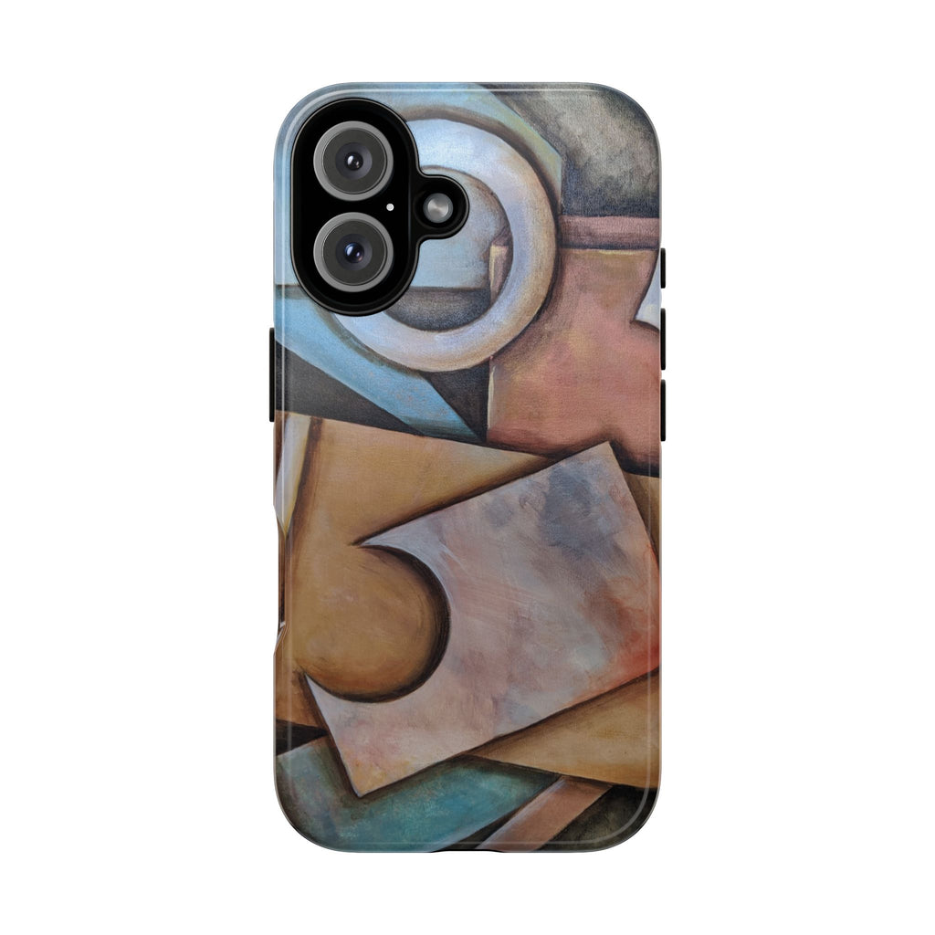 Abstract Geometric Tough Phone Case – Modern Cubist Art Protection