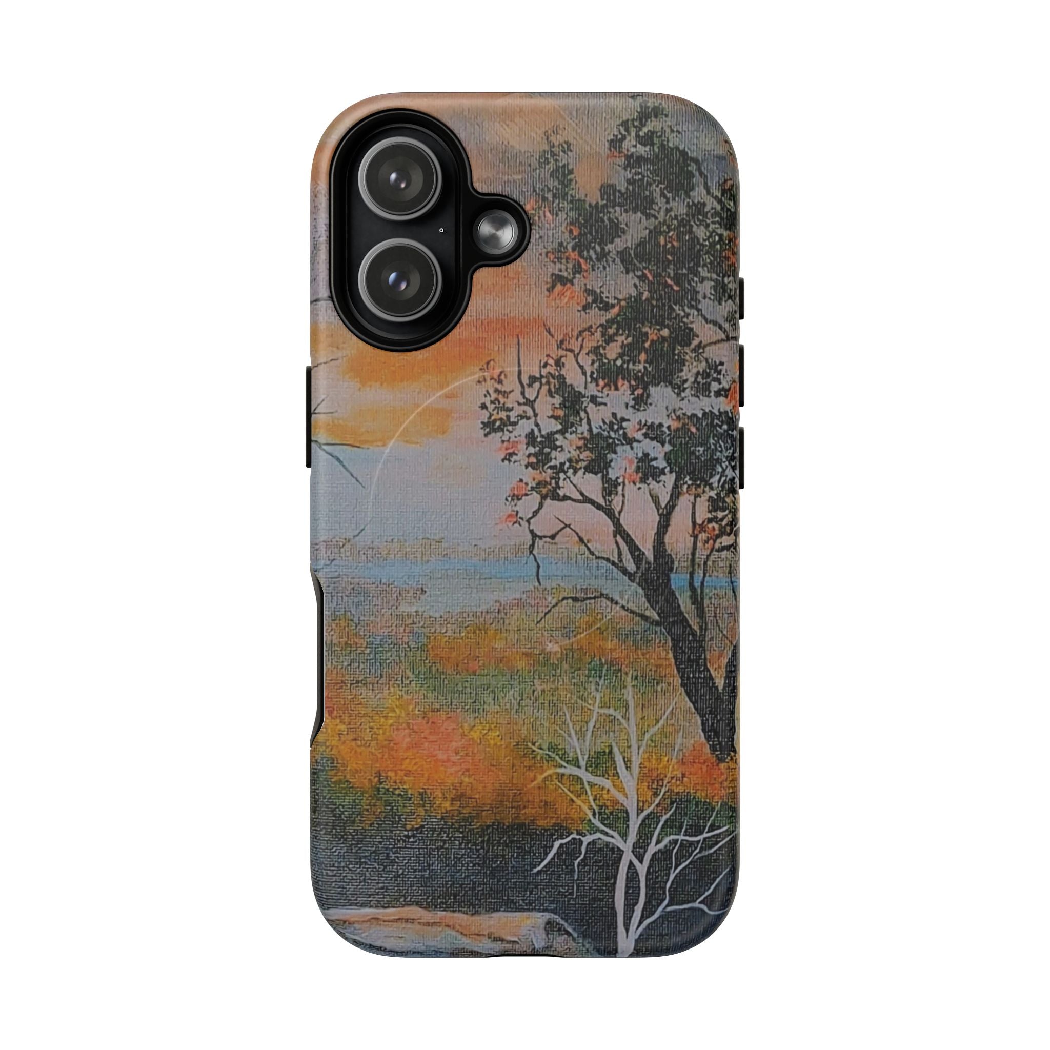 EVENING NEAR THE HUDSON RIVER - Magnetic Tough Phone Case — Sunset Tree Landscape Protective Cover