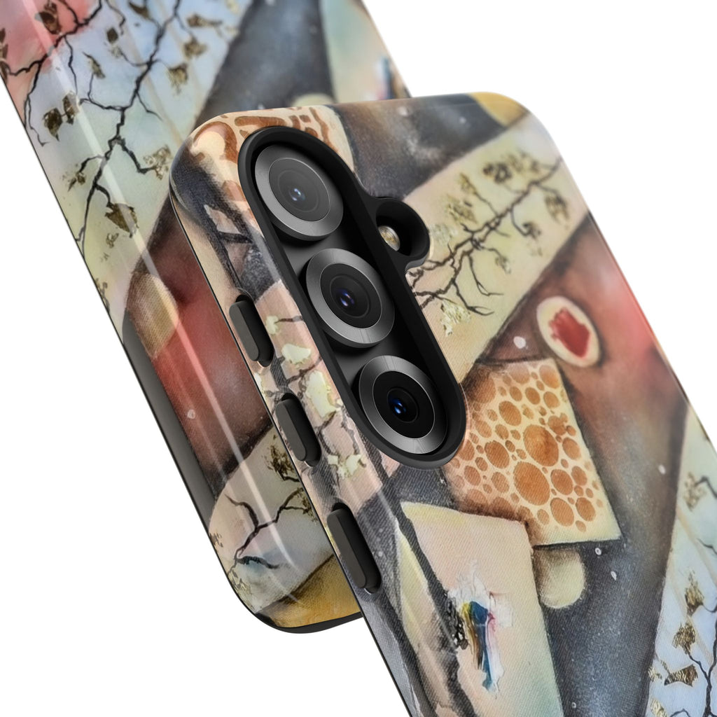 GOLDEN CARTOGRAPHY OF THE UNSEEN - Artistic Botanical Phone Case – Watercolor Nature Pattern Tough Case